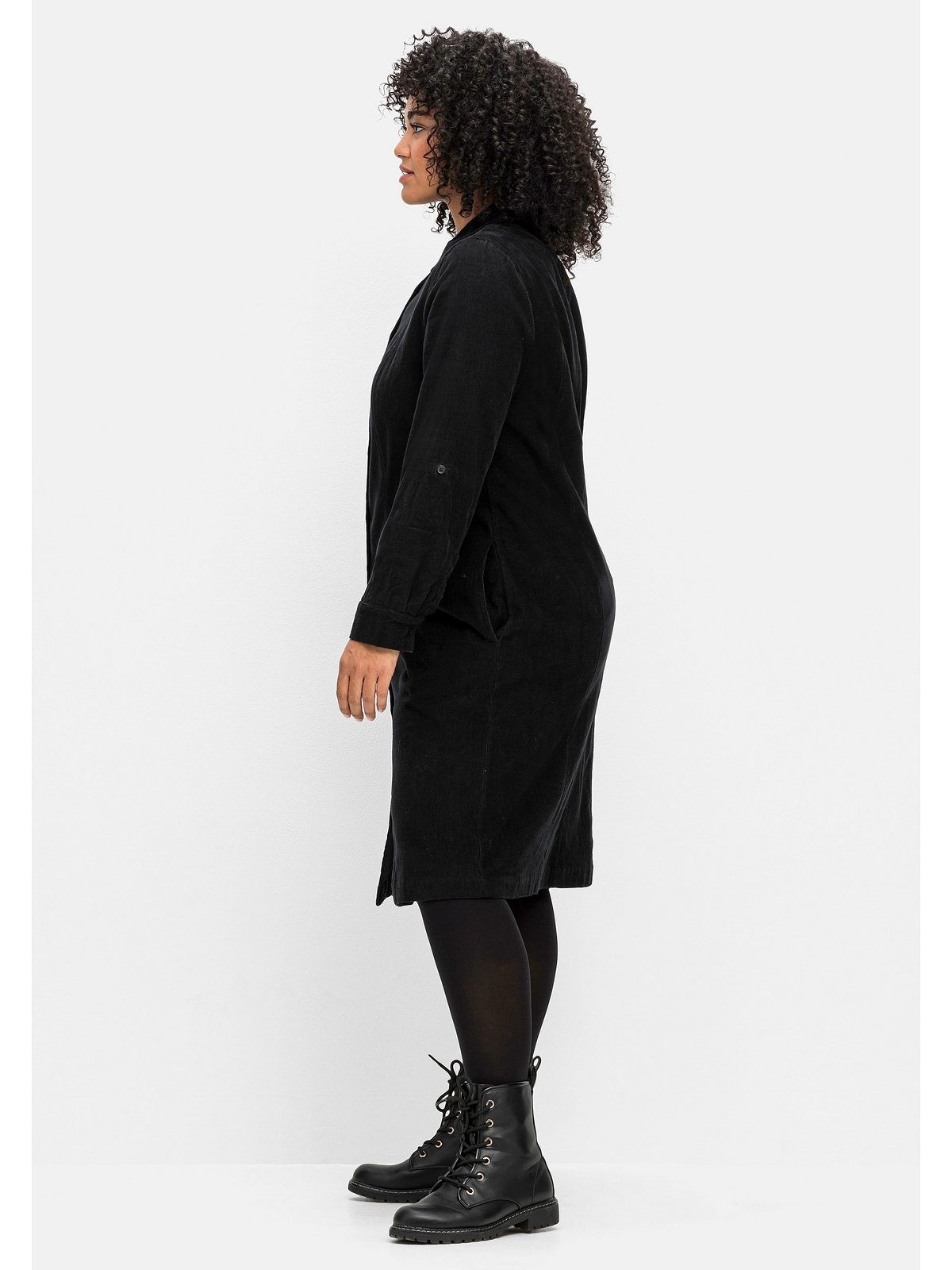 Sheego Blusenkleid Große Größen aus weichem Cord, mit Krempelarm