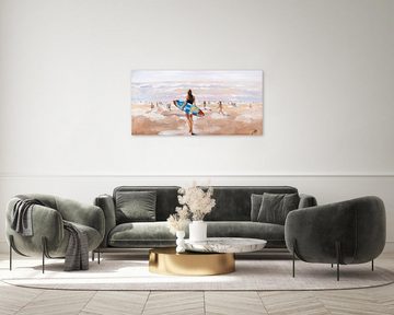 KUNSTLOFT Gemälde Raus aufs Meer 120x60 cm, Leinwandbild 100% HANDGEMALT Wandbild Wohnzimmer