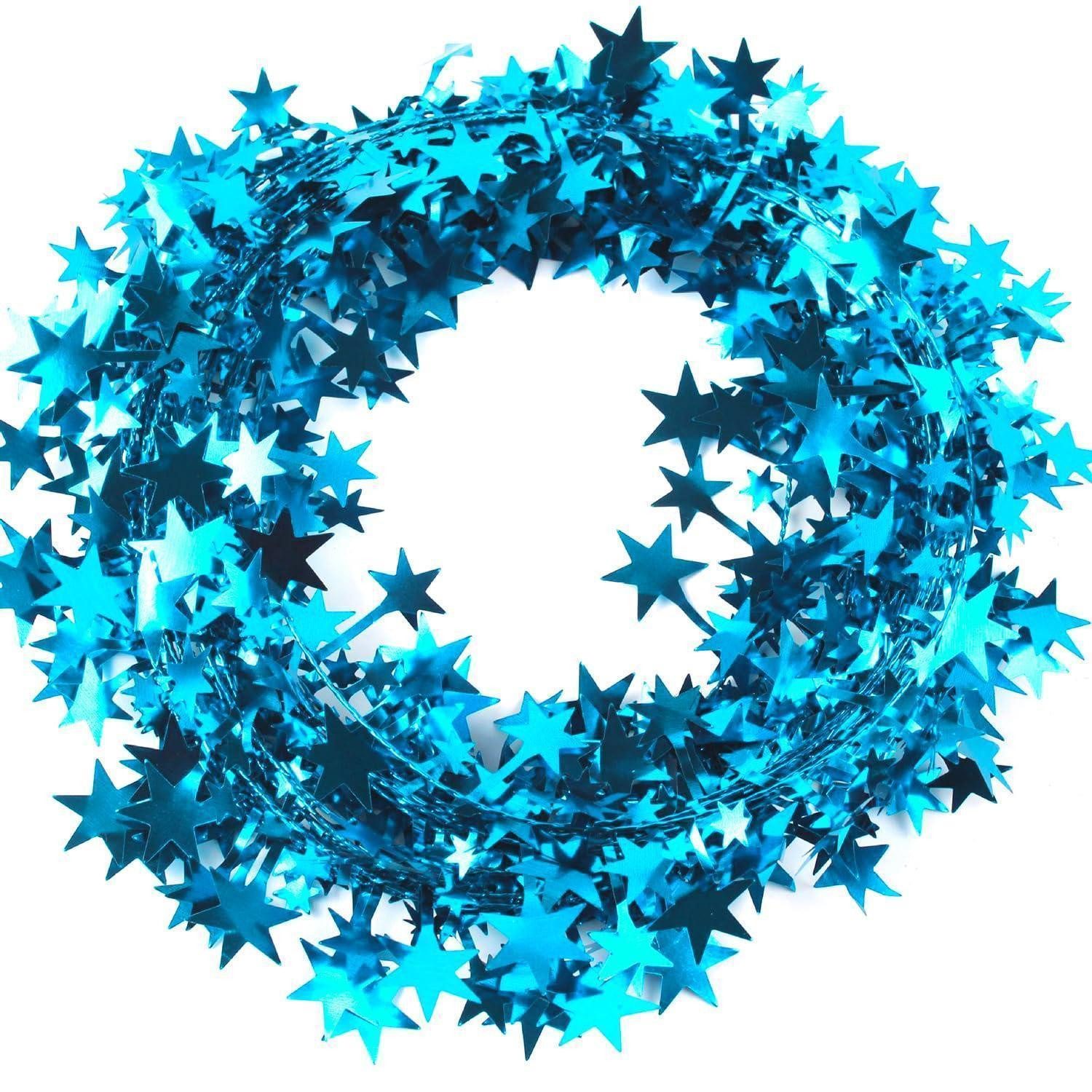 LuxusKollektion Girlanden Weihnachtsdeko Girlande Lametta 3x7,5m Hellblau