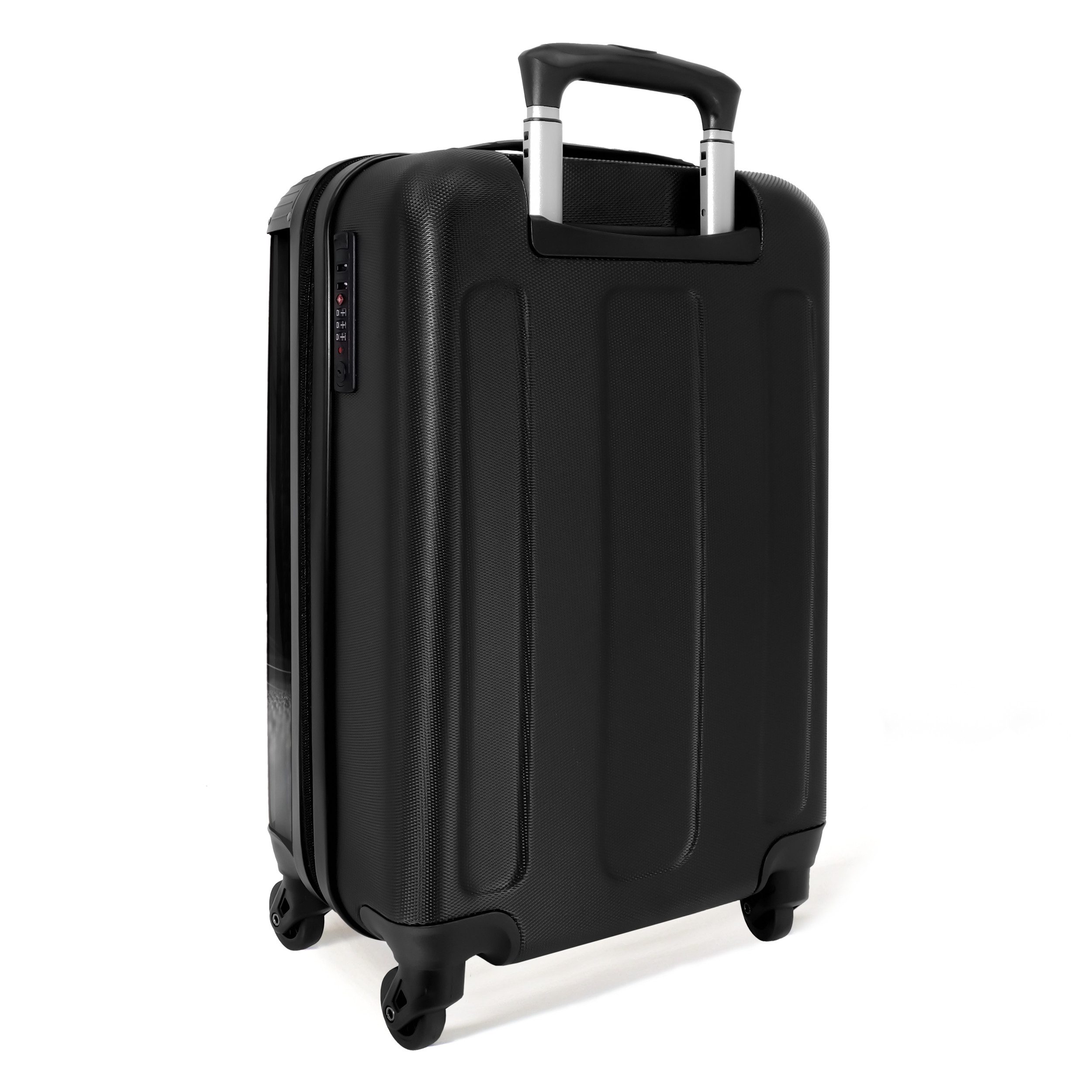 NoBoringSuitcases.com© Hartschalen-Trolley Schwarz-weiße Katze mit gelben Augen 55x35x20cm, 4 Rollen, Reisetasche mit Rollen, Koffer Handgepäck Flugzeug