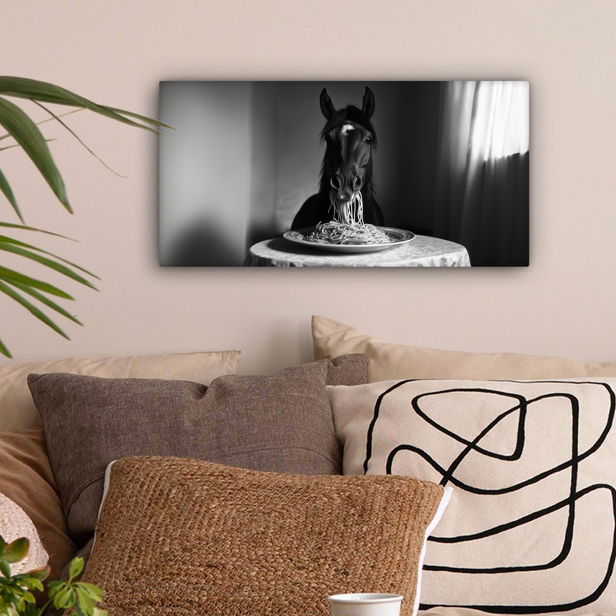 OneMillionCanvasses® Leinwandbild Panorama Pferd - Teller günstig online kaufen