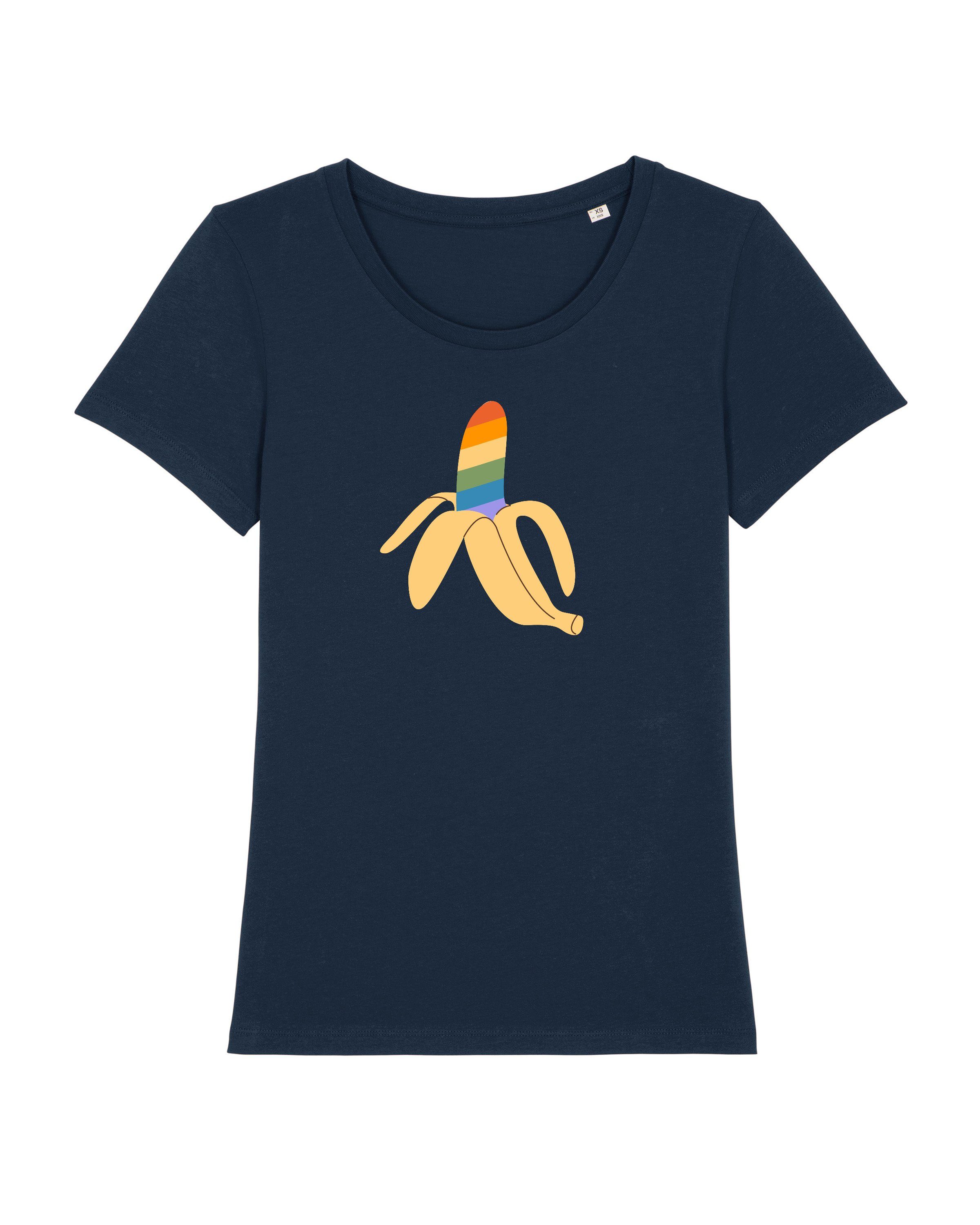 wat? Apparel Print-Shirt Rainbow Banana (1-tlg) dunkelblau