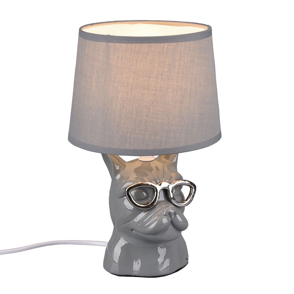 etc-shop Schreibtischlampe, Leuchtmittel nicht inklusive, Nachttischlampe für Schlafzimmer Keramik Tischleuchte grau