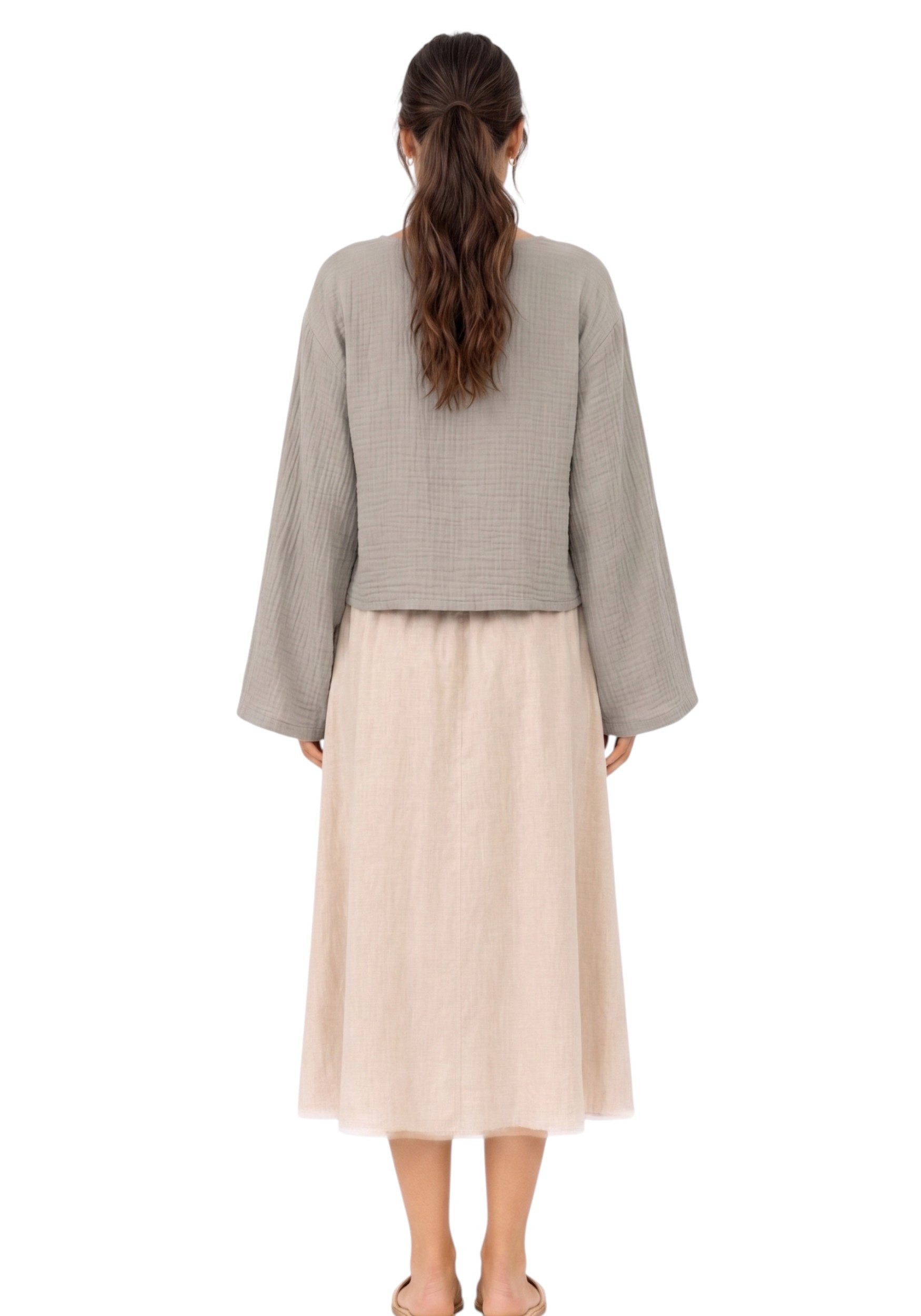 WENOR Schlupfbluse Damen Musselin Einheitsgröße – Oversize Sommerbluse 36-40 weite Fledermausärmel, luftig & locker – Baumwoll-Layering Sommerbluse