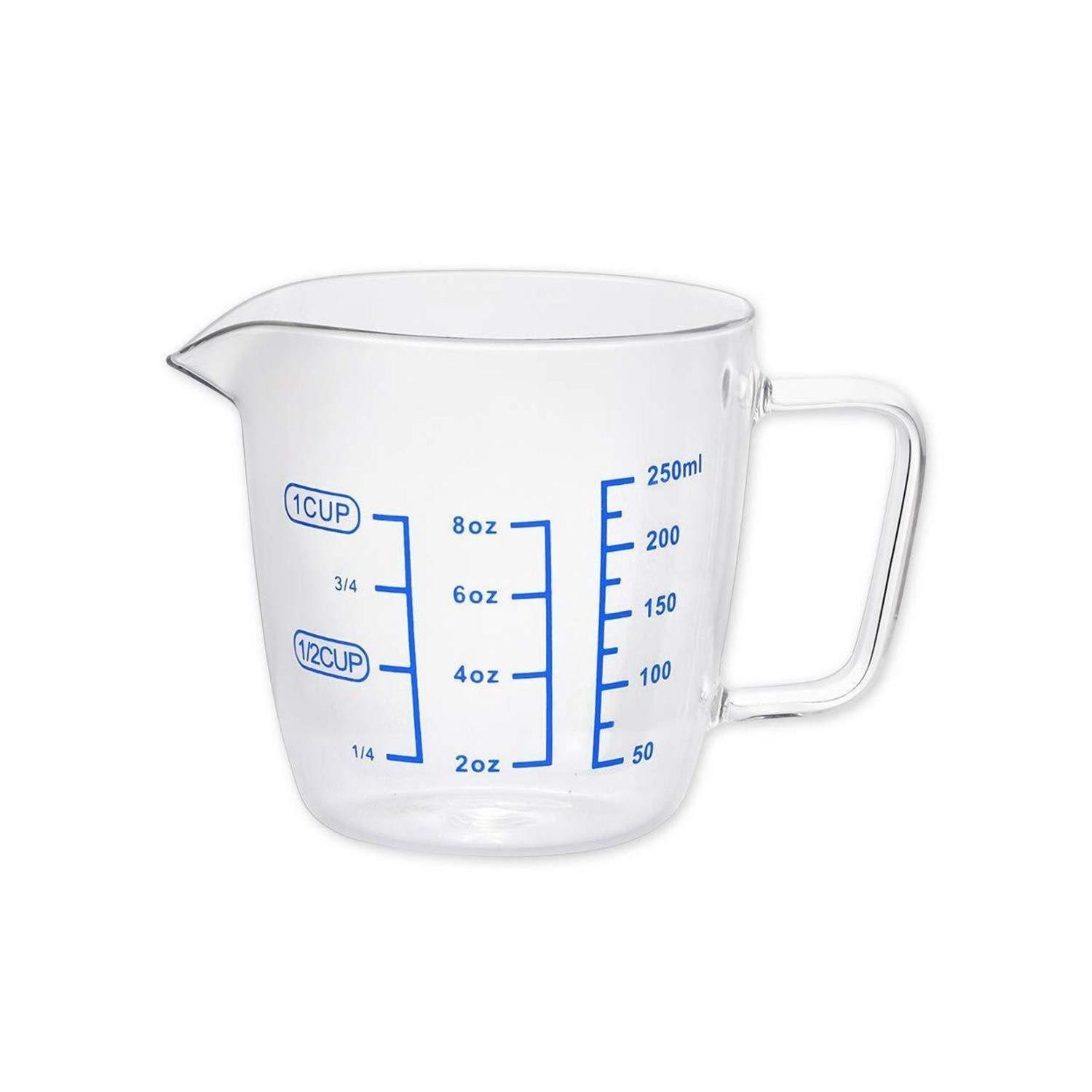 LuxusKollektion Messbecher Glas Messbecher 250ml ml oz Cup 3-in-1, Glas