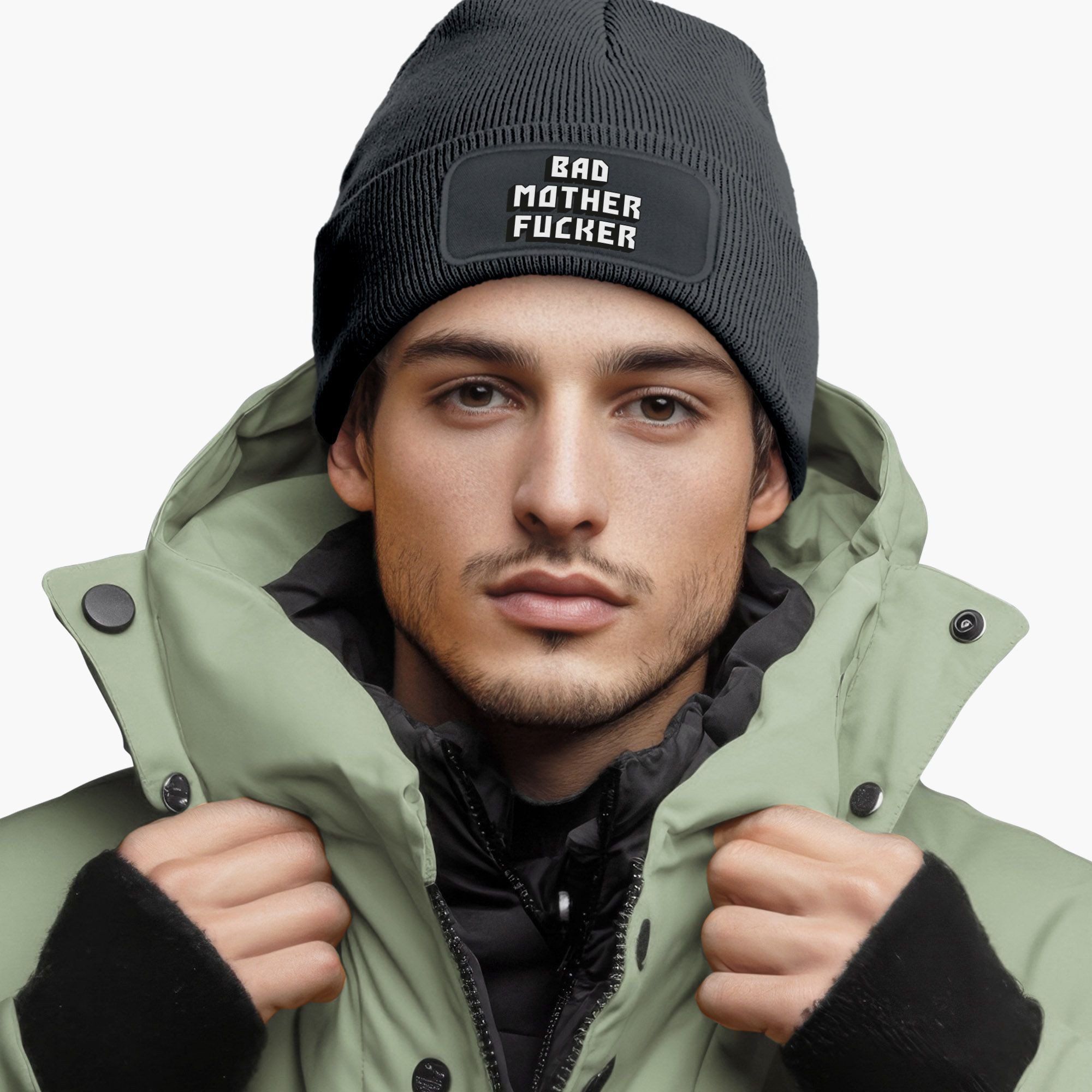 MoonWorks Beanie Herren Beanie mit Patch Strickmütze mit Design Spruch Bad günstig online kaufen