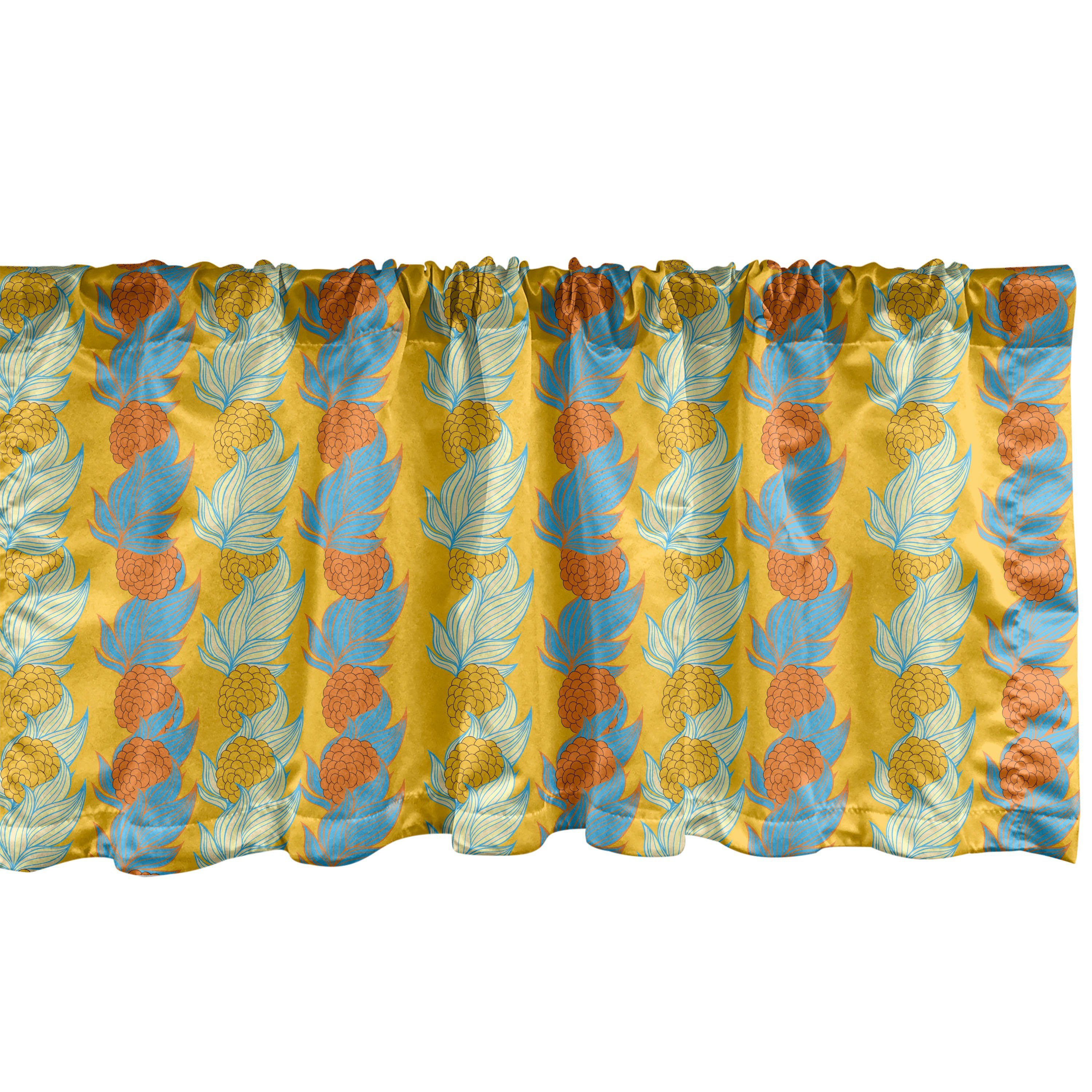 Scheibengardine Vorhang Volant für Abakuhaus, mit Exotische Microfaser, Blumen-Muster Stangentasche, Küche Dekor Schlafzimmer Botanisch