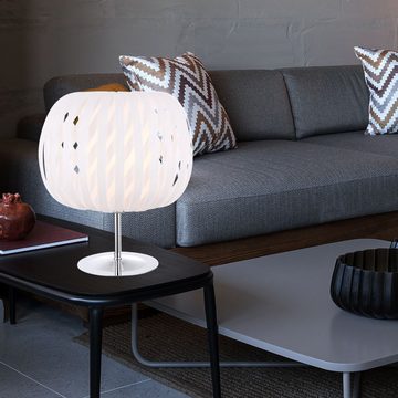 etc-shop Tischleuchte, Leuchtmittel nicht inklusive, Tischleuchte Tischlampe Kugel-Design Chrom Weiß 30 cm Wohnzimmer