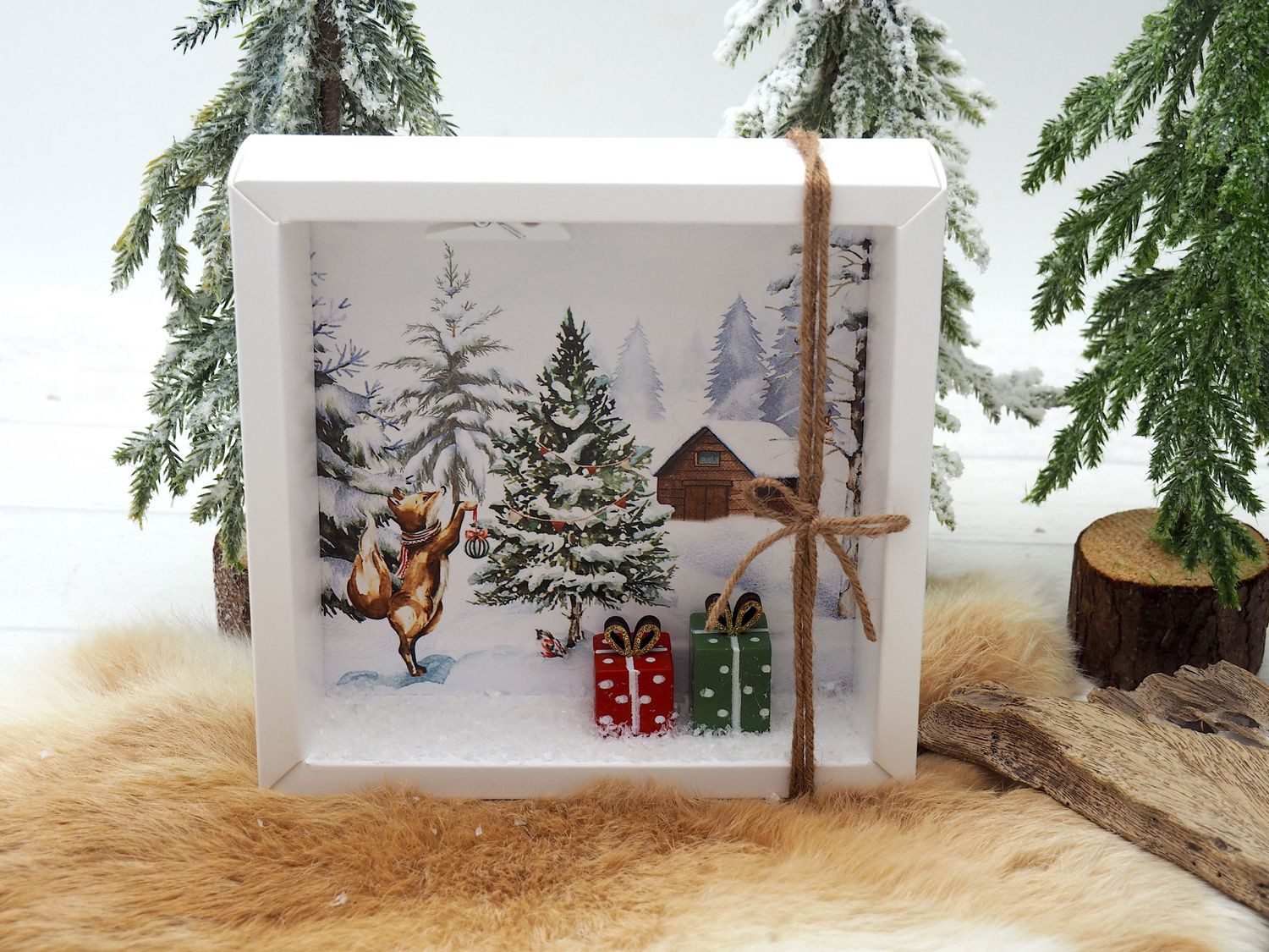 Thumbnail - ZauberDeko Geschenkbox Geldgeschenk Verpackung Weihnachten Pakete Wald Fuchs Geschenk