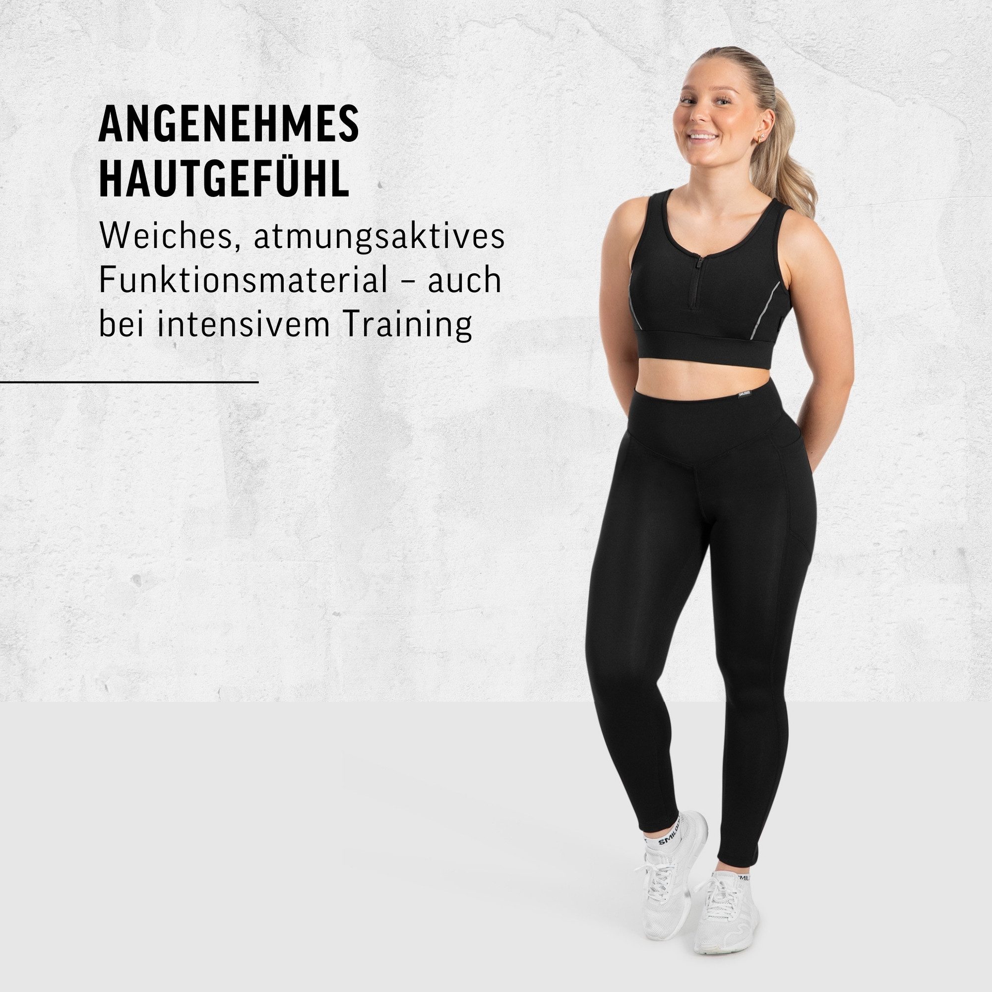 Smilodox Leggings SoftFeel Leticia, High Waist Yogahose mit seitlichen Taschen, Yoga atmungsaktiv, schnelltrocknend, 4-Wege-Stretch, Feuchtigkeitsabweisend