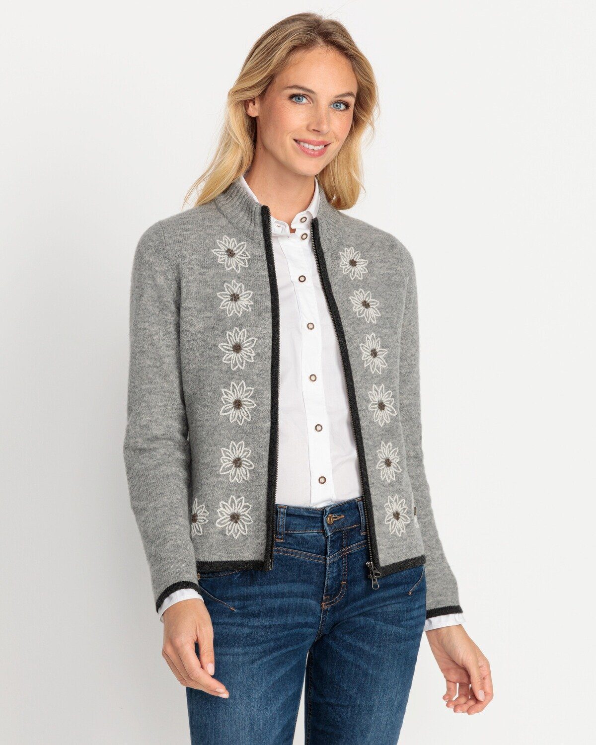 Luis Steindl Strickjacke Strickjacke mit Edelweiß
