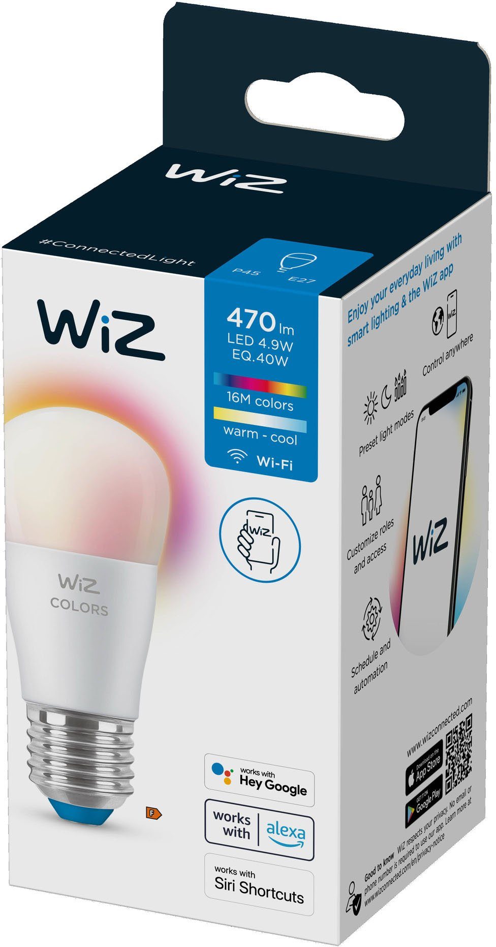 Farbwechsler, Tunable 1 matt Tropfenform, E27, St., LED-Leuchtmittel White&Color Einzelpack E27 WiZ 40W