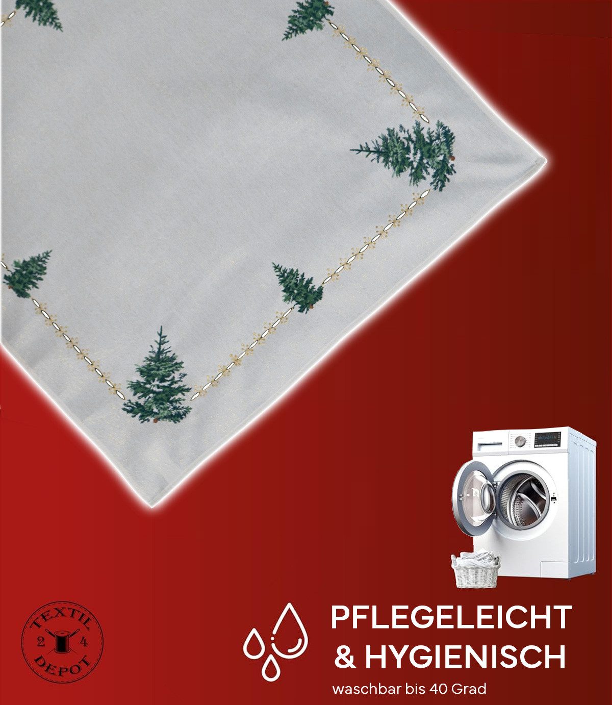 texpot Tischdecke Tischläufer Stickerei Tannenbaum mit Lurex Weihnachten (1 günstig online kaufen
