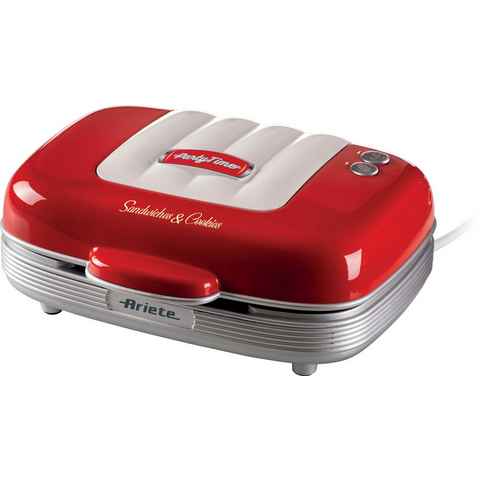 Ariete 3-in-1-Sandwichmaker Party Time 1972R, 700 W, Cookie-Maker, rot