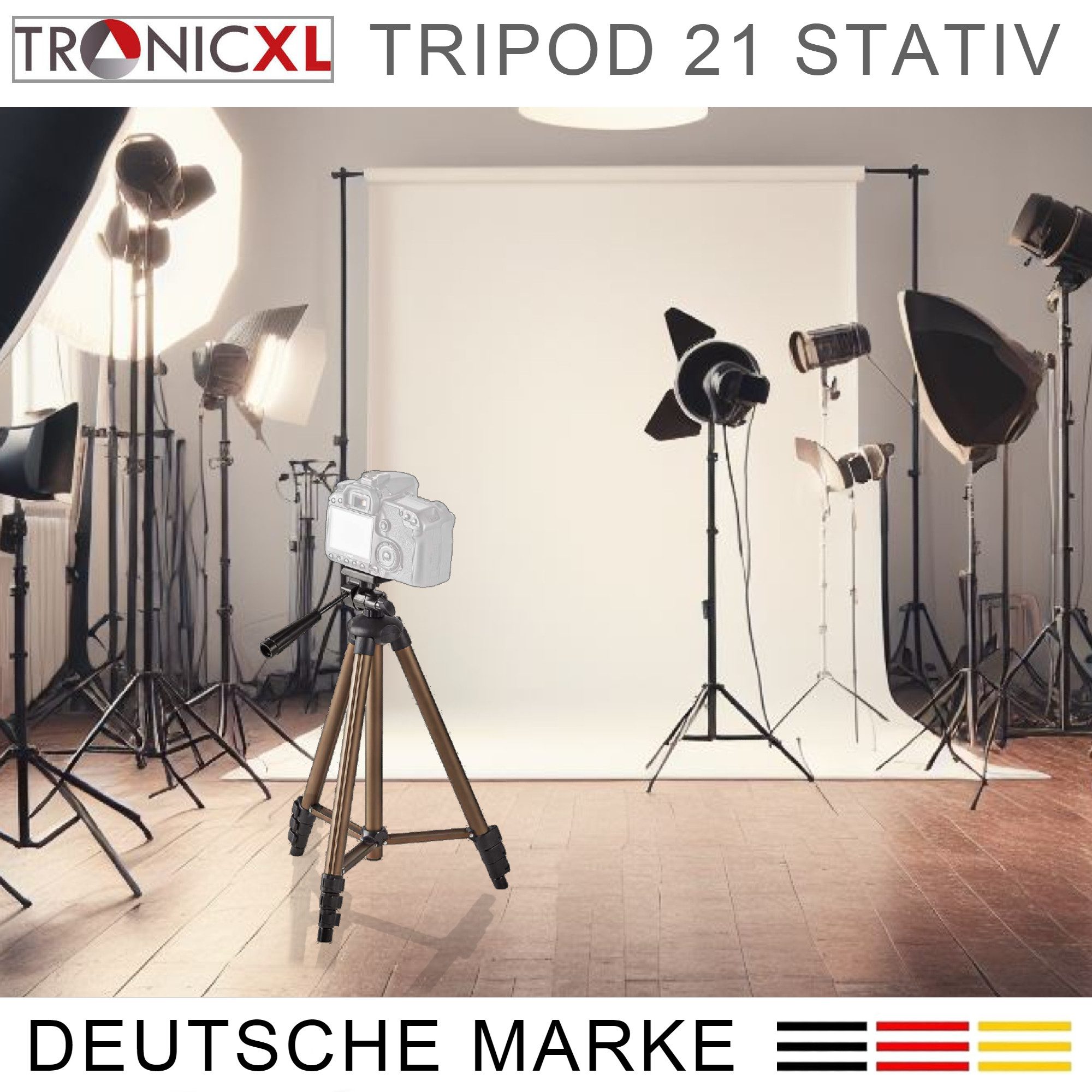 TronicXL 40 - 134 cm Kamerastativ Universal Kamera Stativ für Canon Nikon Sony Dreibeinstativ (Höhenverstellbar)