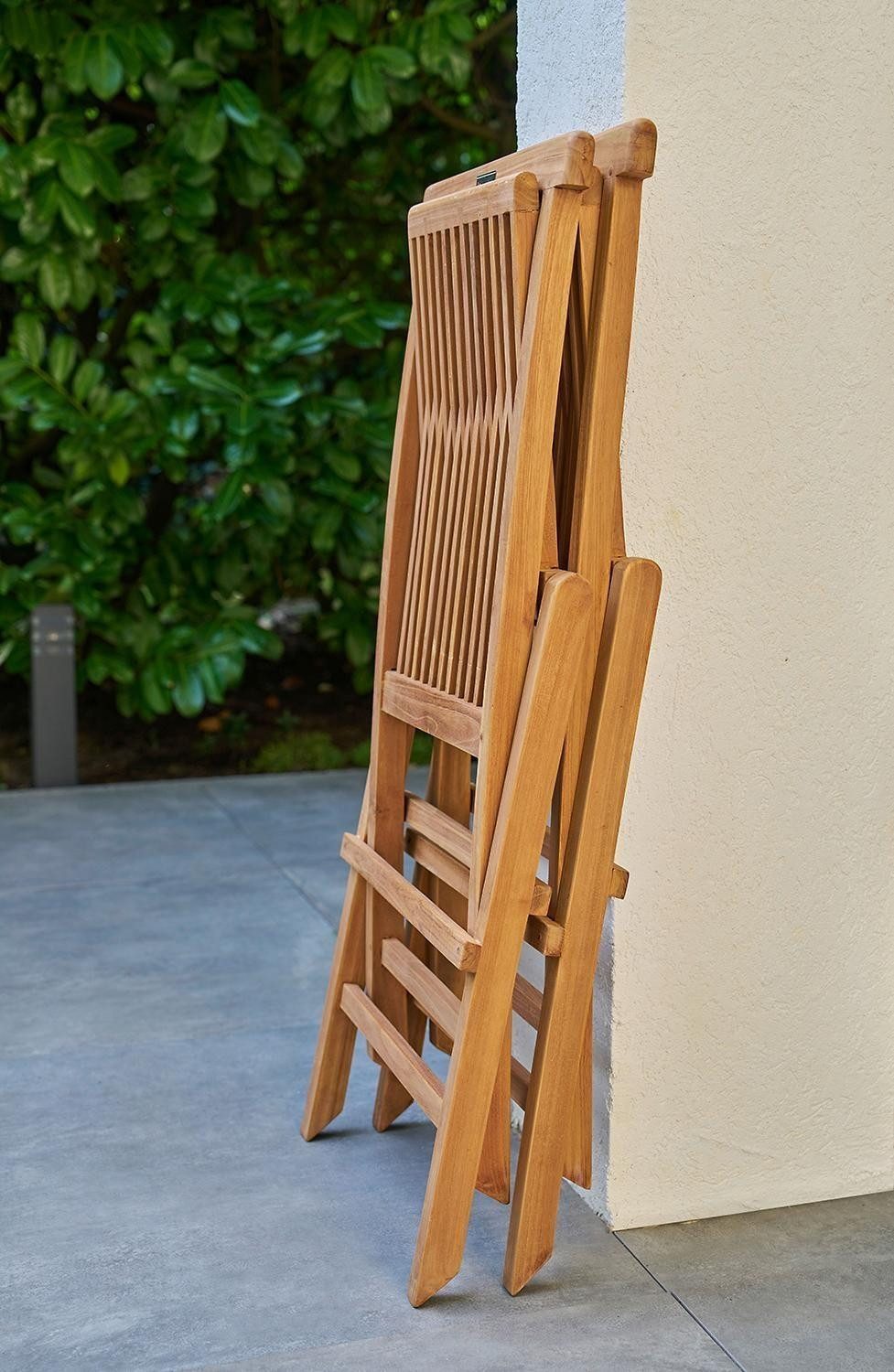 Outdoor Klappstuhl RIVA, Braun, Teakholz massiv, Klappbar, (1 St), B 43 x H 89 x T 47 cm