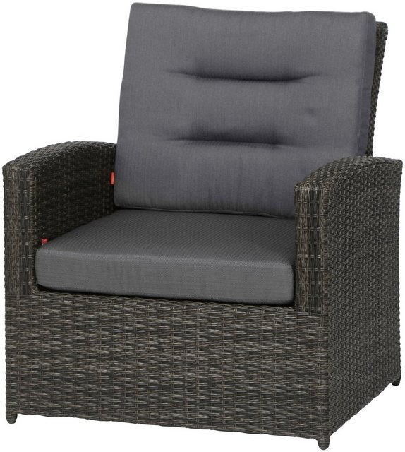 SIENA GARDEN Loungesessel Porto, Alu/Polyrattan, verstellbar, inkl. Auflagen