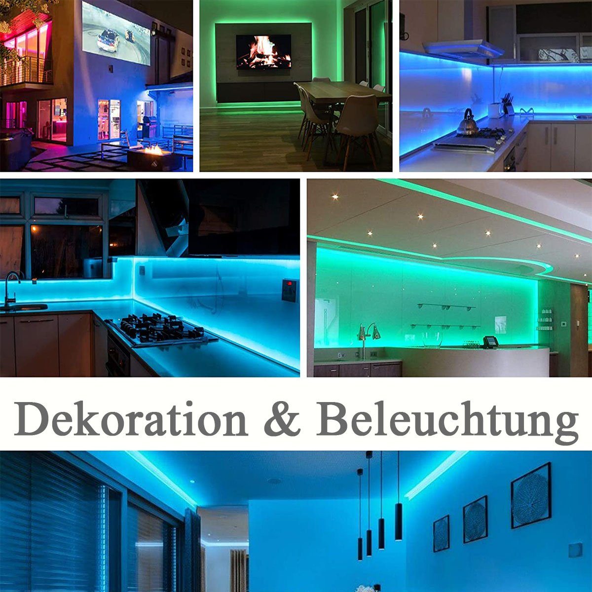 SMD Fernbedienung Stripe LETGOSPT IR LED RGB Leiste 15 5050 Band LEDs - LED 0.5m mit Lichterkette, Dimmbar 5m/2m Stripe Strip-IP20