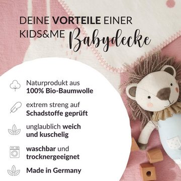 Babydecke hergestellt aus 100% Bio-Baumwolle, kids&me, kuschelige Bio-Decke für Babys - Made in Germany - OEKOTEX