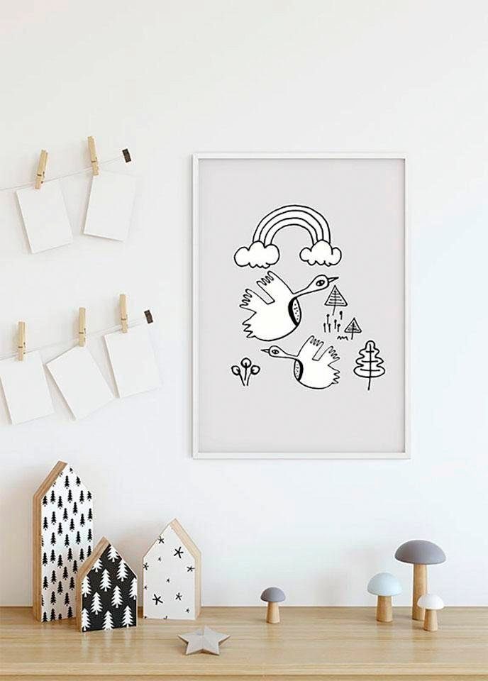 St), Birdy, Scribble Wohnzimmer Kinderzimmer, (1 Poster Komar Schlafzimmer, Tiere