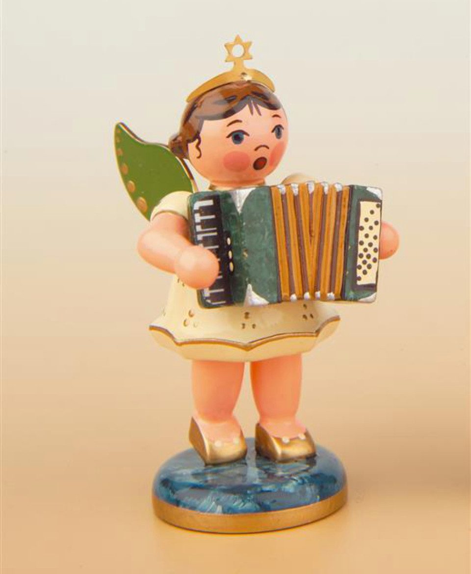 Hubrig Volkskunst Zschorlau Erzgebirge Engelfigur Hubrig Engel mit Akkordeon