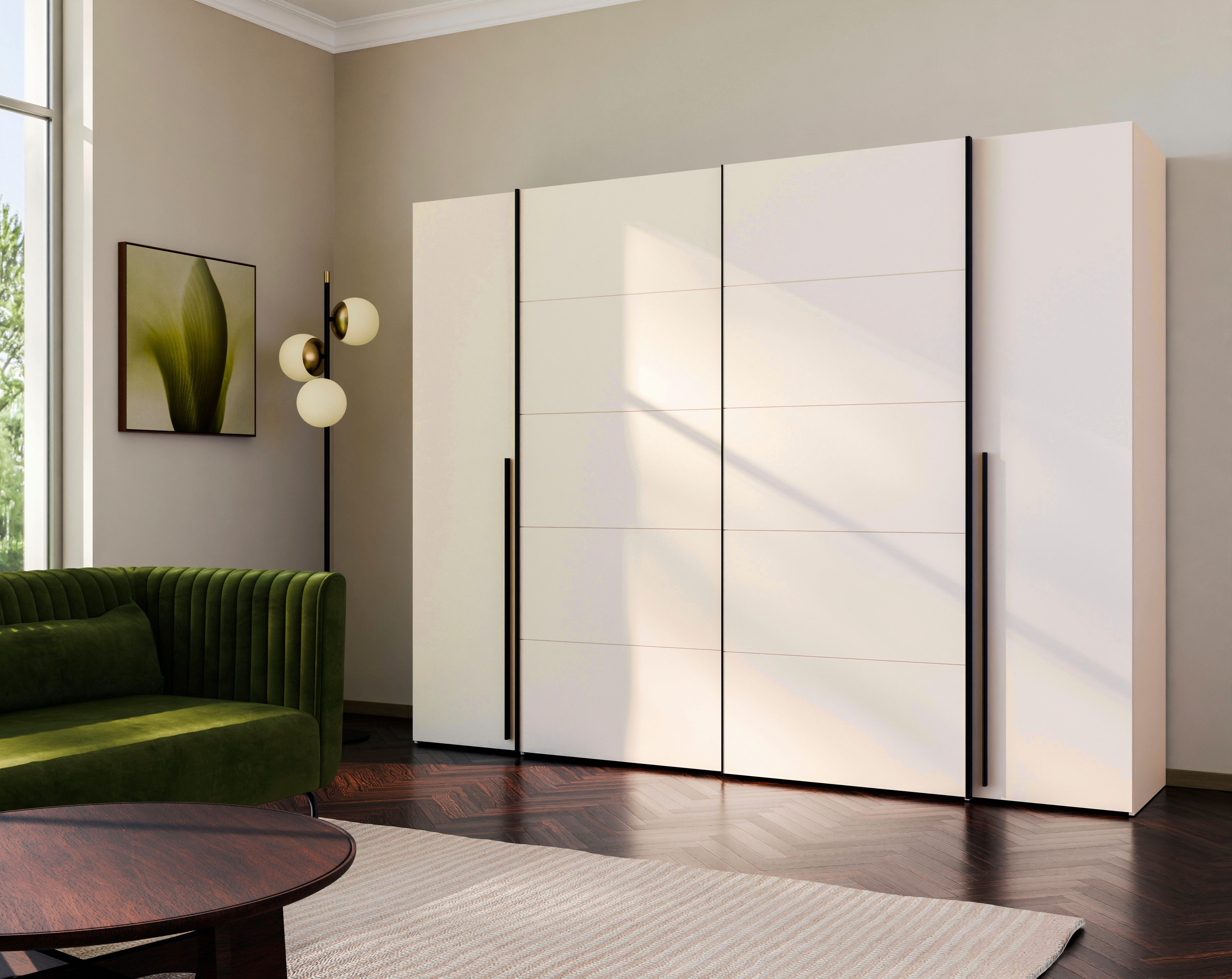 FORTE Kleiderschrank Narago, Kombischrank, modernes Design (B/H/T ca. 270/210/61cm, auch mit Premiumausstattung) Kombination aus Schwebetüren mit seitlichen Drehtüren, Made in Europe