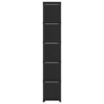 furnicato Bücherregal Würfel-Regal mit Boxen 15 Fächer Schwarz 103x30x175,5 cm Stoff