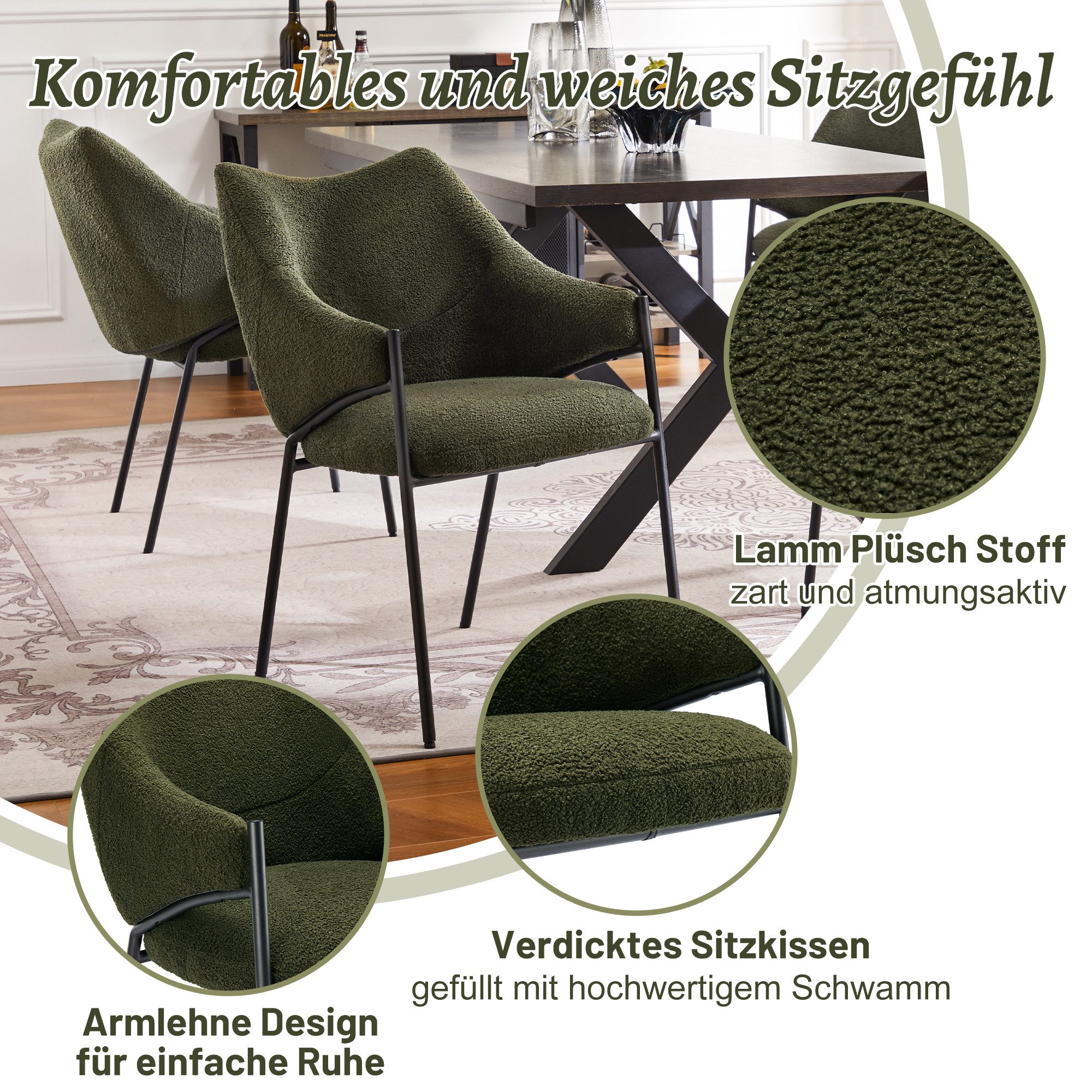 i@home Esszimmerstuhl Loungesessel Sofastuhl,Armlehnensessel Sessel,Lamm Pl günstig online kaufen