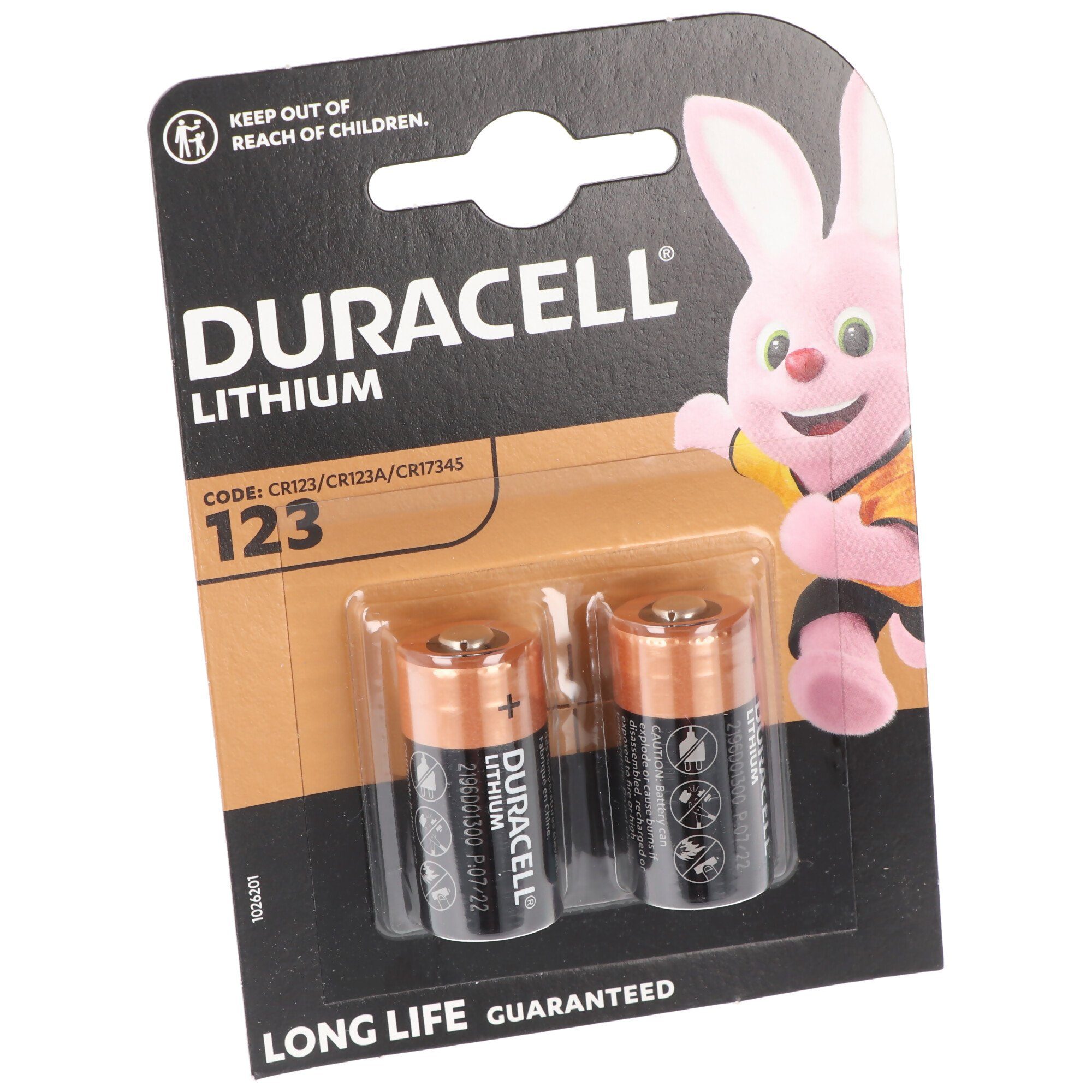 Duracell Duracell Photobatterie CR123A Ultra Lithium 3 Volt mit 1400mAh im 2er Fotobatterie, (3,0 V)