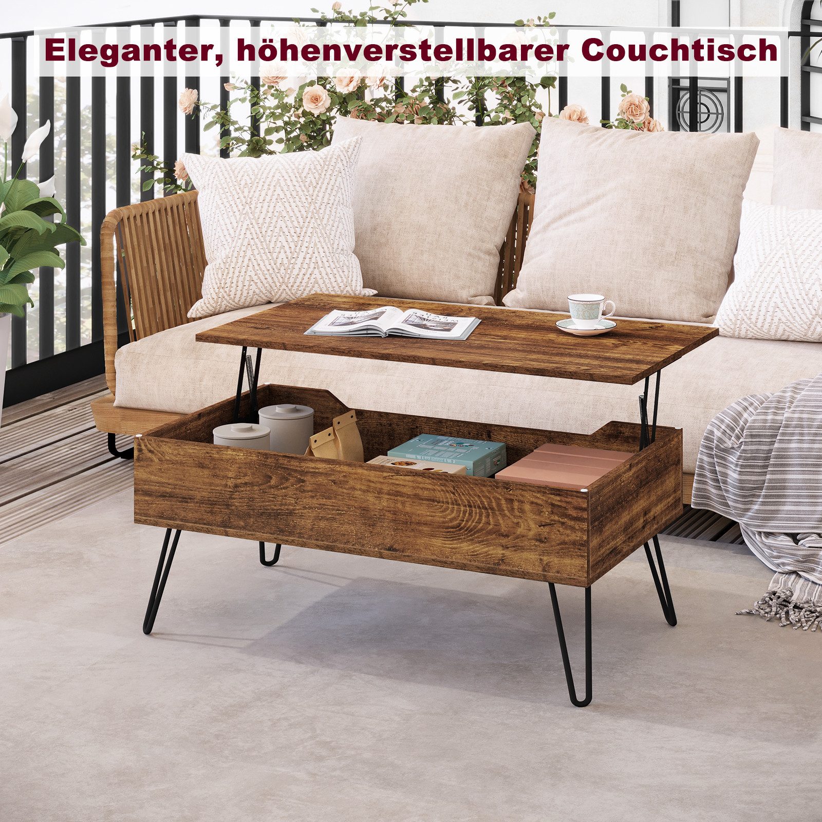 Woltu Wohnzimmertisch (1-St), höhenverstellbar ausziehbar, mit günstig online kaufen