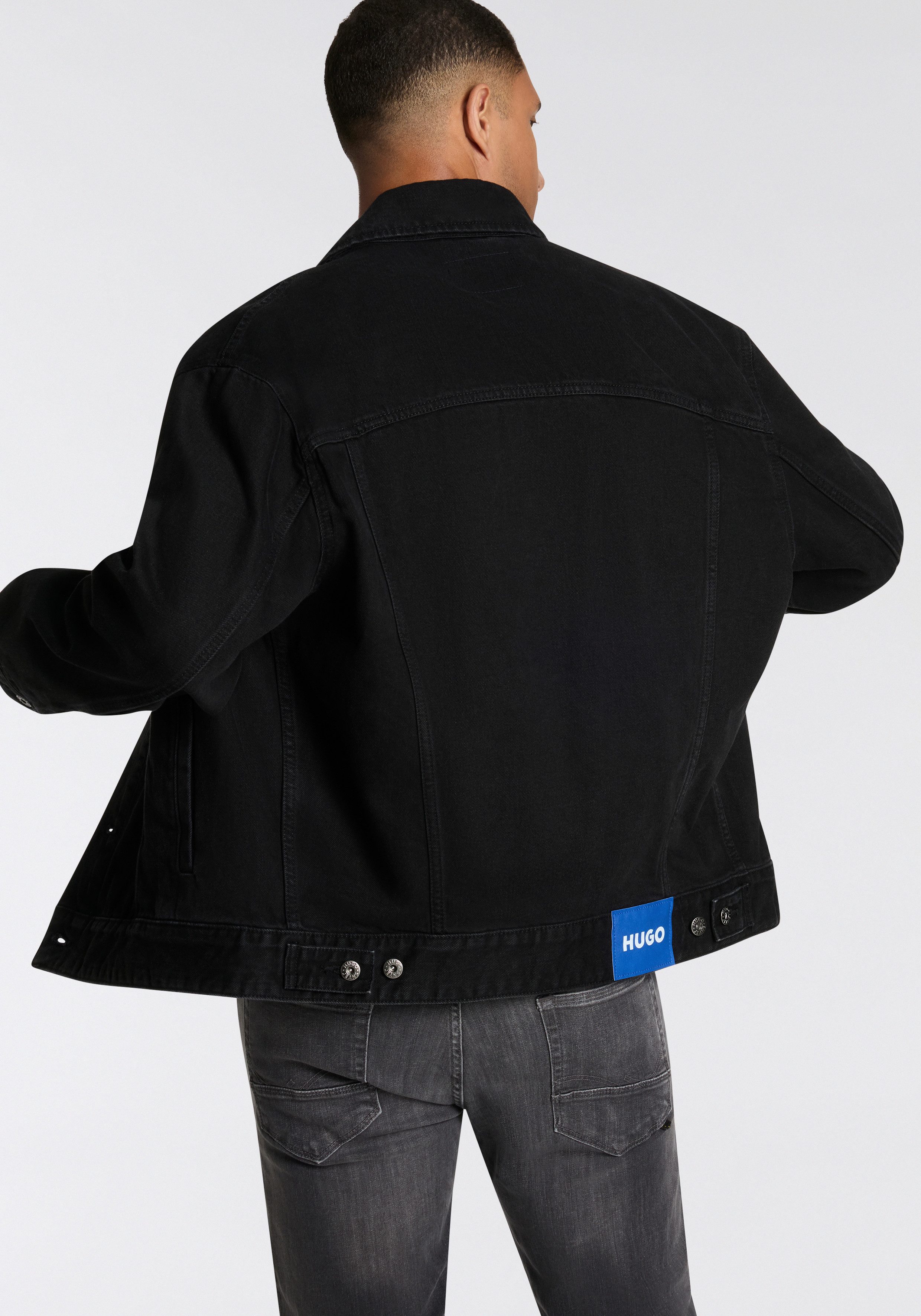 HUGO Blue Jeansjacke Kirkby mit Logo-Details, günstig online kaufen