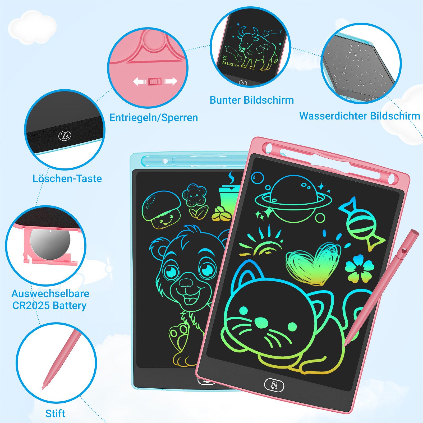 Comfy Mate Zaubertafel 2 Stück LCD Schreibtafel 8.5 Zoll Kinder Maltafel Dr günstig online kaufen