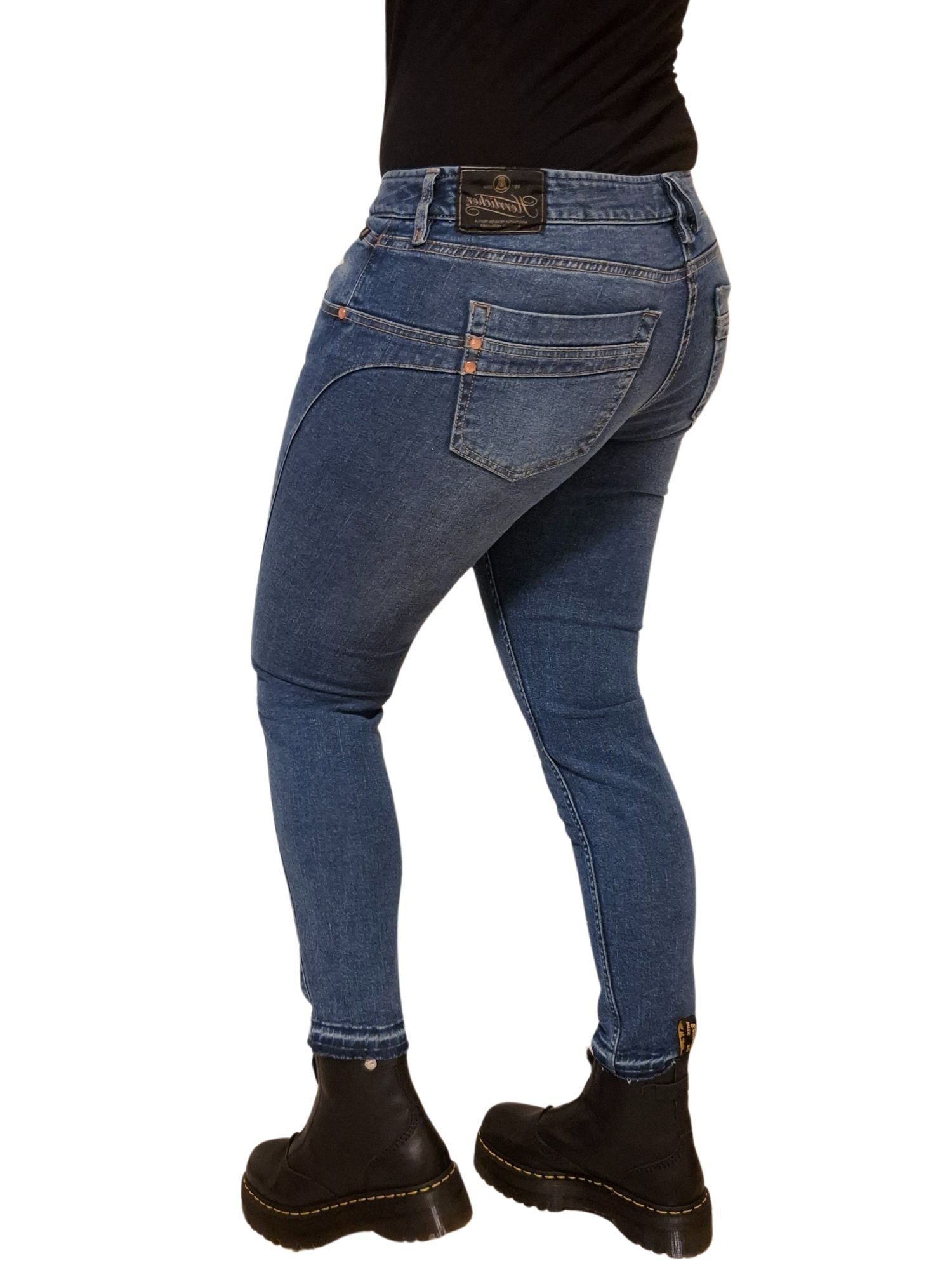 Herrlicher Slim-fit-Jeans 5320-RD202, Herrlicher Touch Cropped Jeans aus Recycled Denim offener, leicht gefranster Saum