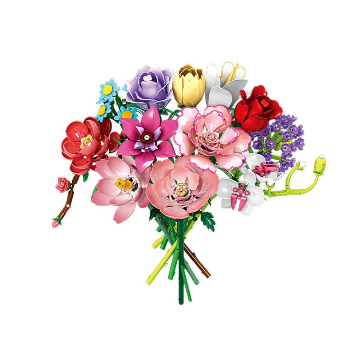 Woma W11543 Spielbausteine, (Klemmbausteinset, 12in1 Wildblumen Klemmbaustein Set), Wildblumenmodelle für individuelle Blumenarrangements