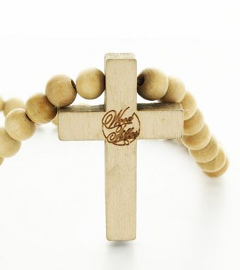 WOOD FELLAS Halsband WOOD FELLAS Mode-Schmuck modische Holz-Kette mit Anhänger In God We Trust Hals-Schmuck Beige