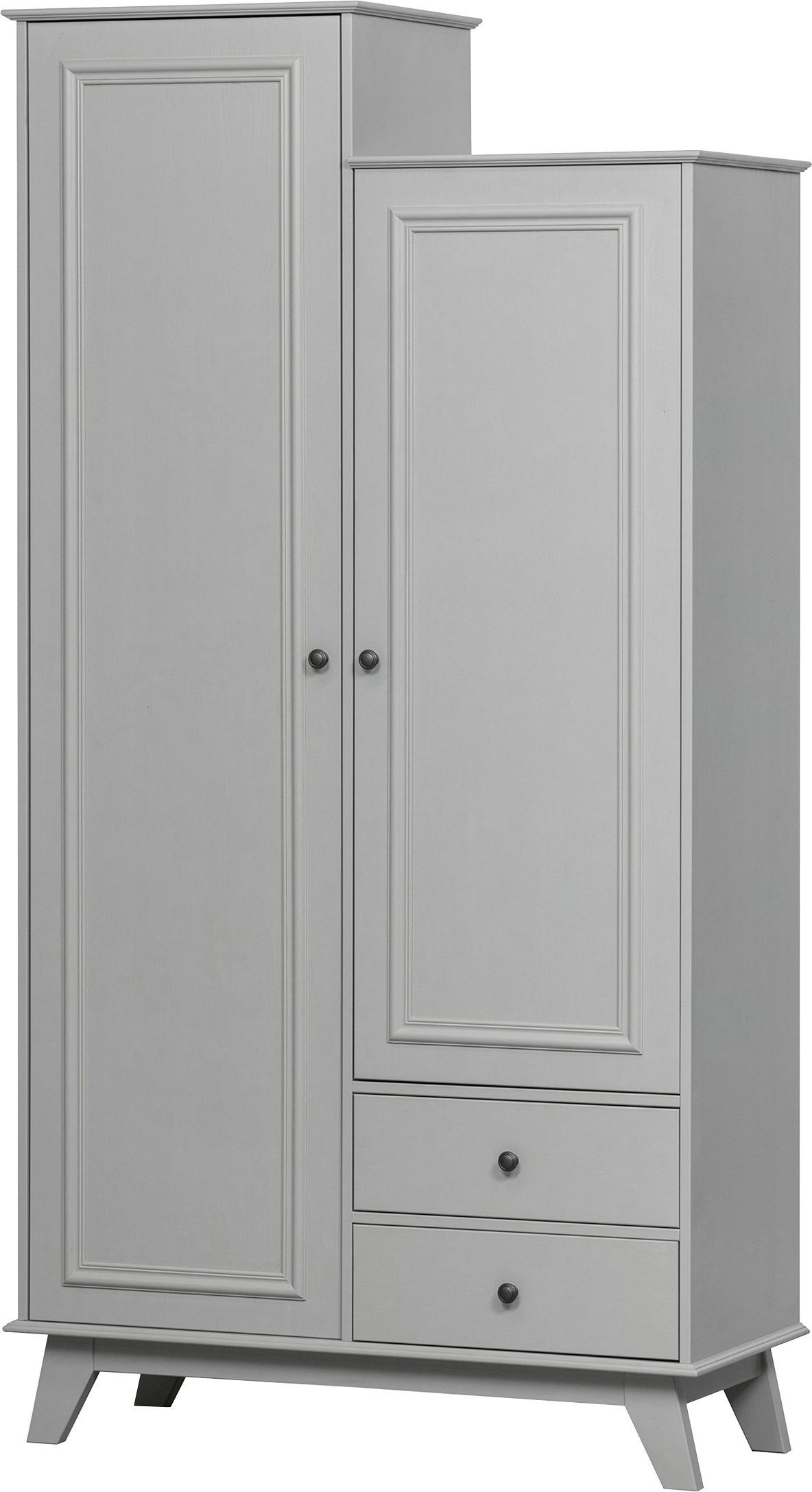 WOOOD Garderobenschrank Lily mit FSC® Massivkiefer und asymmetrischer Höhe B98 x T41 x H190 cm Mit Metallknöpfen Tragkraft 10 kg pro boden wasserbasierter Schutzlack