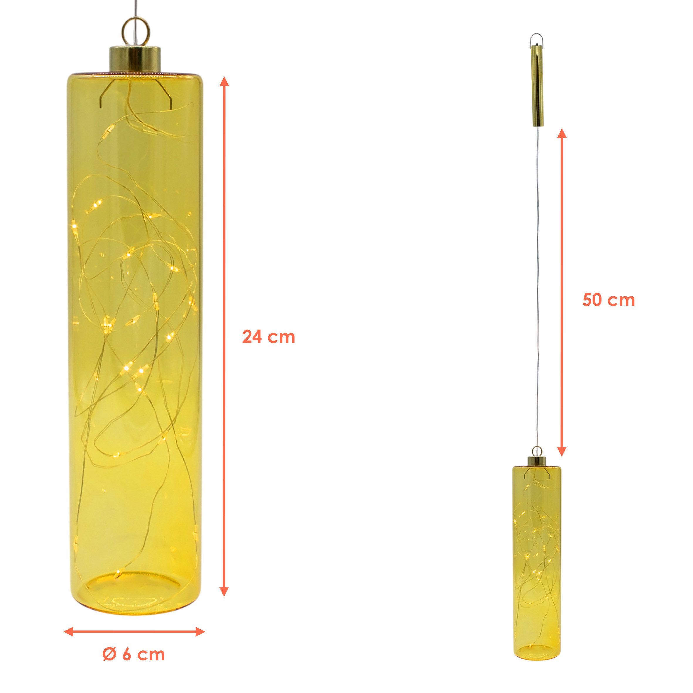 Spetebo LED Pendelleuchte Glas - 24 x 6 cm, mit Timer, LED fest integriert, günstig online kaufen