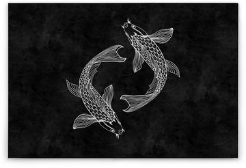 A.S. Création Leinwandbild blackboard 5, (1 St), Schwarz-Weiß Fische Keilrahmen Bild Tafel