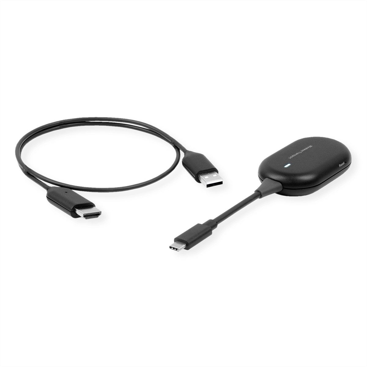 ROLINE Drahtloses P2P-Anzeige-Dongle-Set Audio- & Video-Adapter, 2000.0 cm, Tx+Rx, Wireless USB-C zu HDMI, 1080p