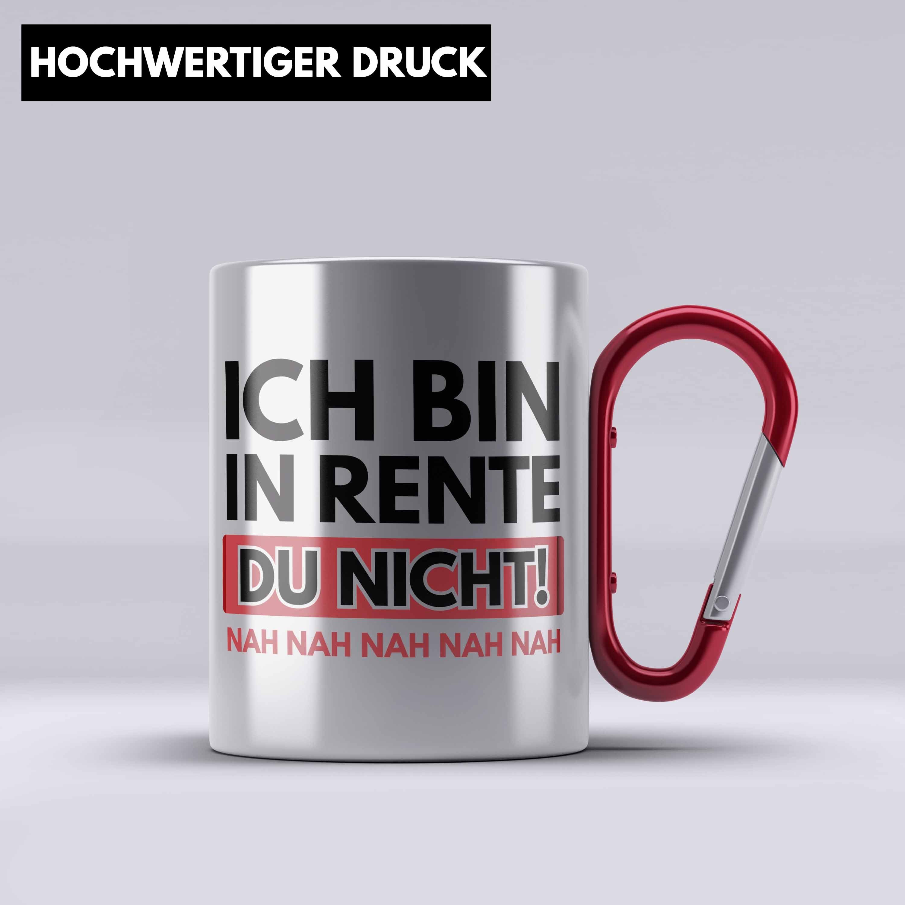 Trendation Thermotasse mit Rente Geschenk Rot Spruch Mann Tasse Ruhestand Edelstahl Renter Lustig