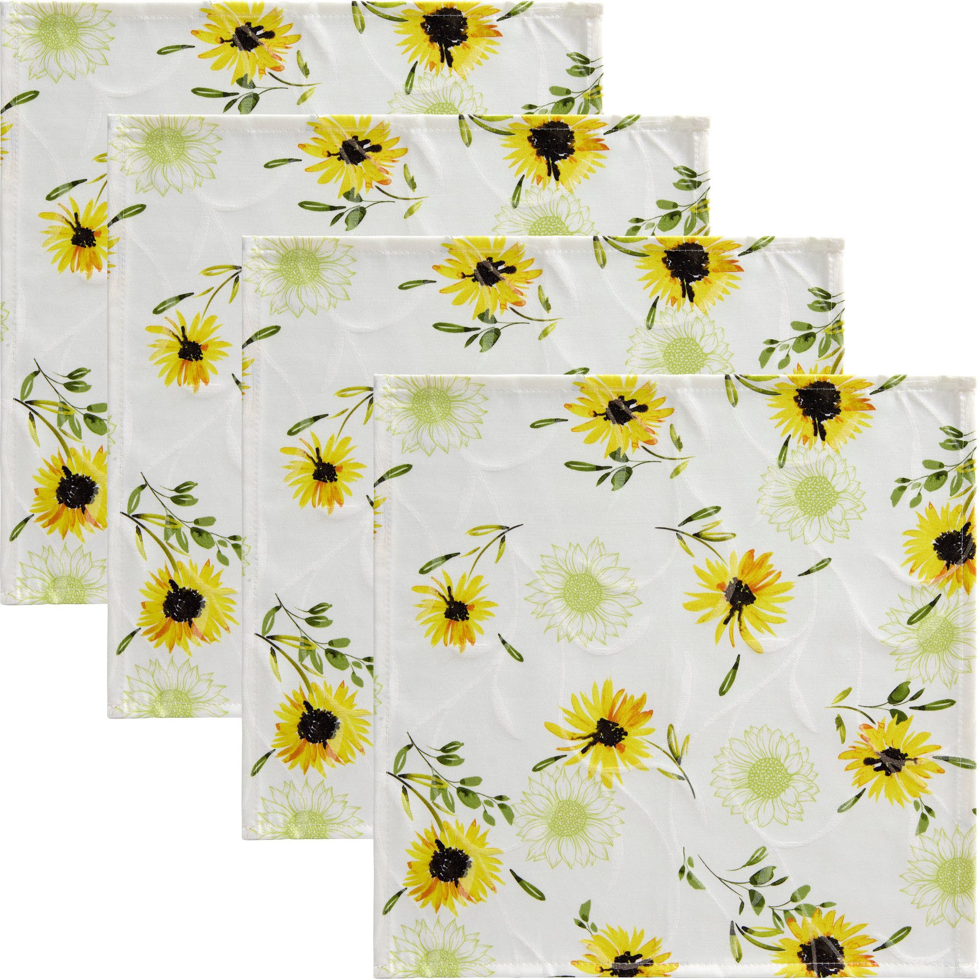 Erwin Müller Stoffserviette Serviette "Sonnenblume" 4er-Pack, fleckabweisend Blumen