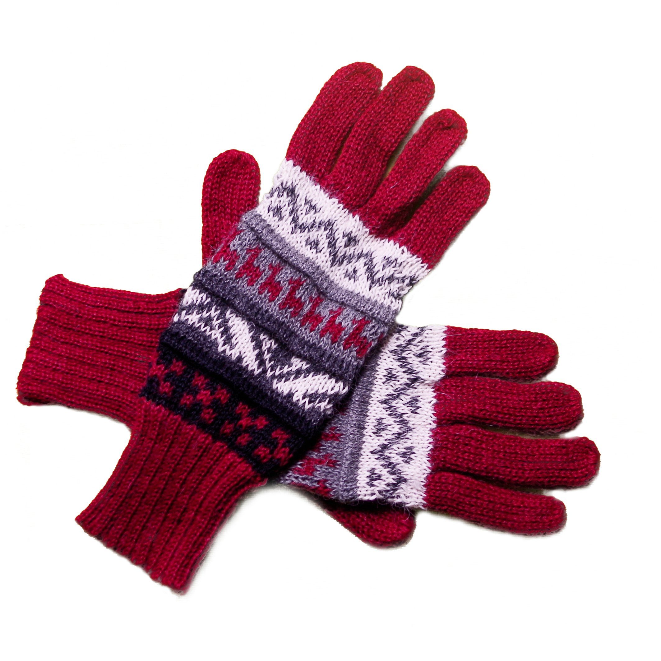 Guantilissi Fingerhandschuhe aus Alpakawolle Gear Posh Strickhandschuhe Alpaka dunkel rot 100%