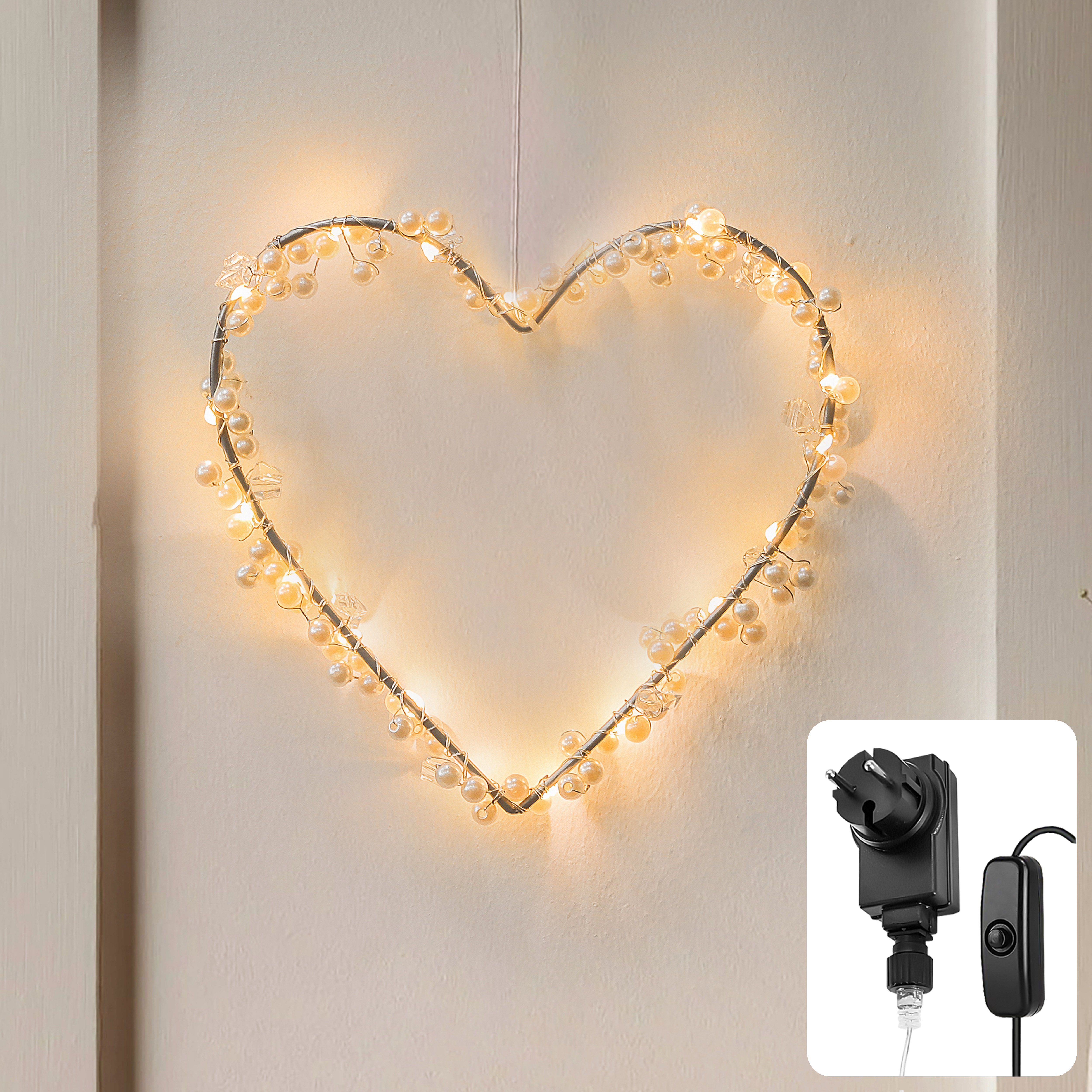 COZY HOME LED-Lichterkette Lichterketten Herz Lichterkranz LED Herz mit Ste günstig online kaufen