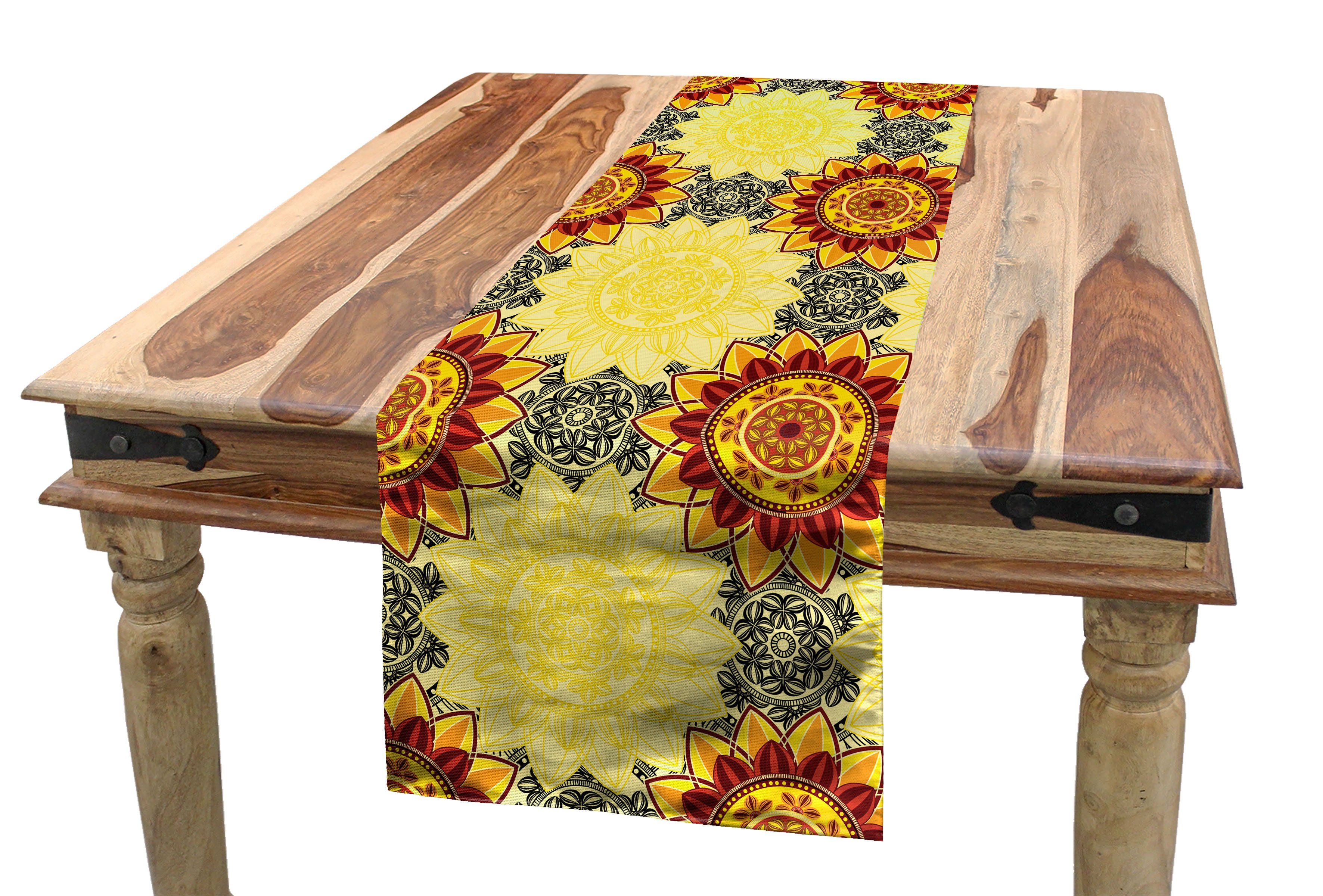 Mandala Tischläufer Yellow Küche Rechteckiger Abakuhaus Tischläufer, vibrant Dekorativer Esszimmer