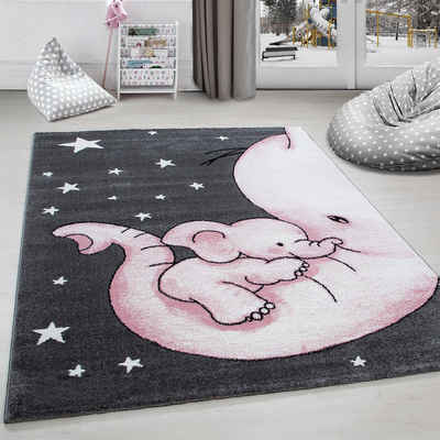 Kinderteppich Elefant-Design, Carpettex, Rechteckig, Höhe: 11 mm, Kinderteppich Elefant-Design Baby Teppich Kinderzimmer Pflegeleicht