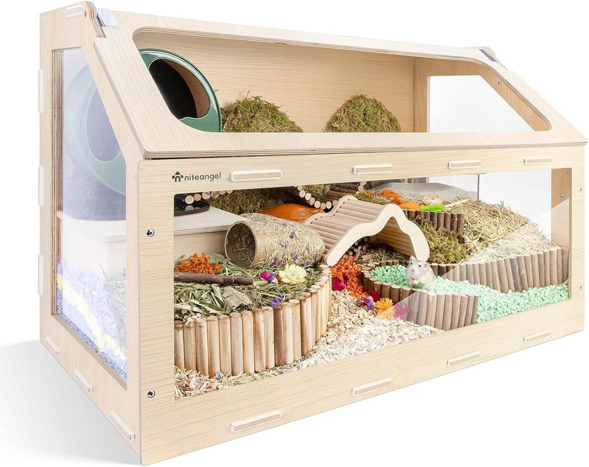 Kleintierkäfig Niteangel Vista Hamsterkäfig schräger Öffnung MDF Aspen Kleintierkäfig