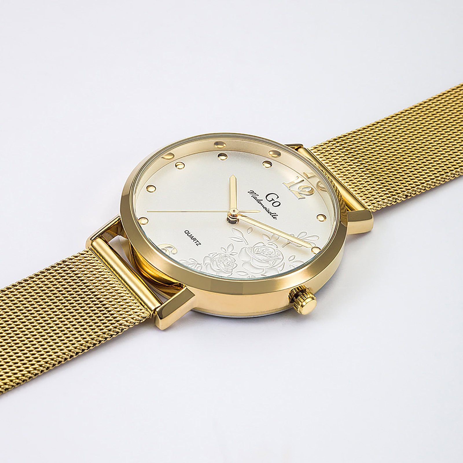 Girl Only Quarzuhr Girl Only Damenuhr Edelstahl gold, (Analoguhr), Damenuhr GO gold, mittel (ca. 34mm) Edelstahlarmband, Elegant-Style