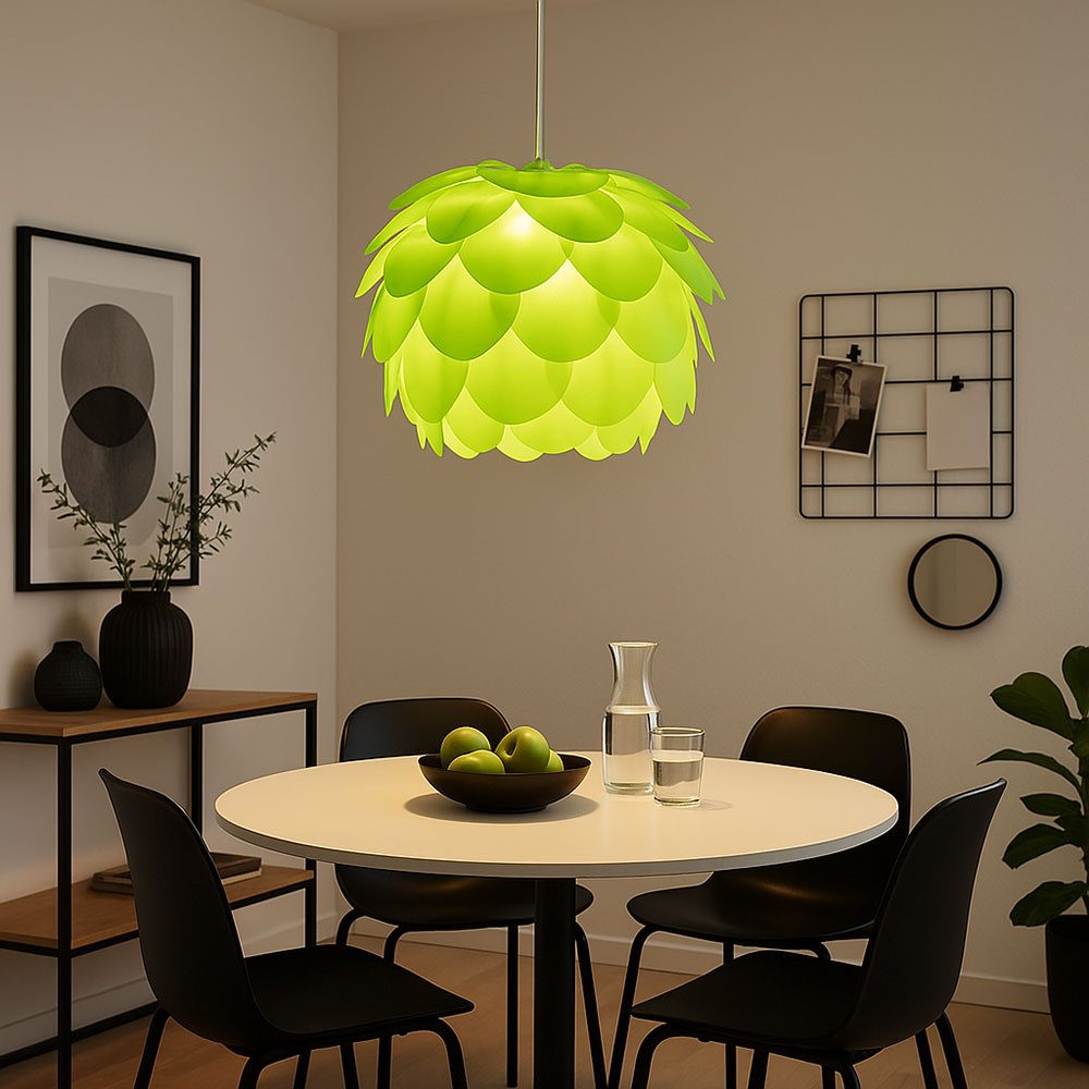 EGLO Kugelleuchte, Leuchtmittel nicht inklusive, Arbeitszimmer Pendellampe grün steckbar Blume Hängeleuchte Stahl
