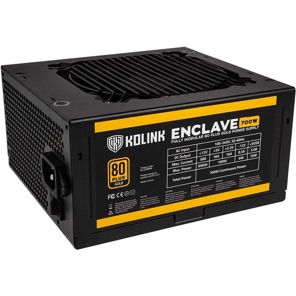 Kolink Enclave 80 PLUS Gold PSU, modular - 700 Watt PC-Netzteil (ATX-Formfaktor, Computer Netzteil, Пк кулер, schwarz)