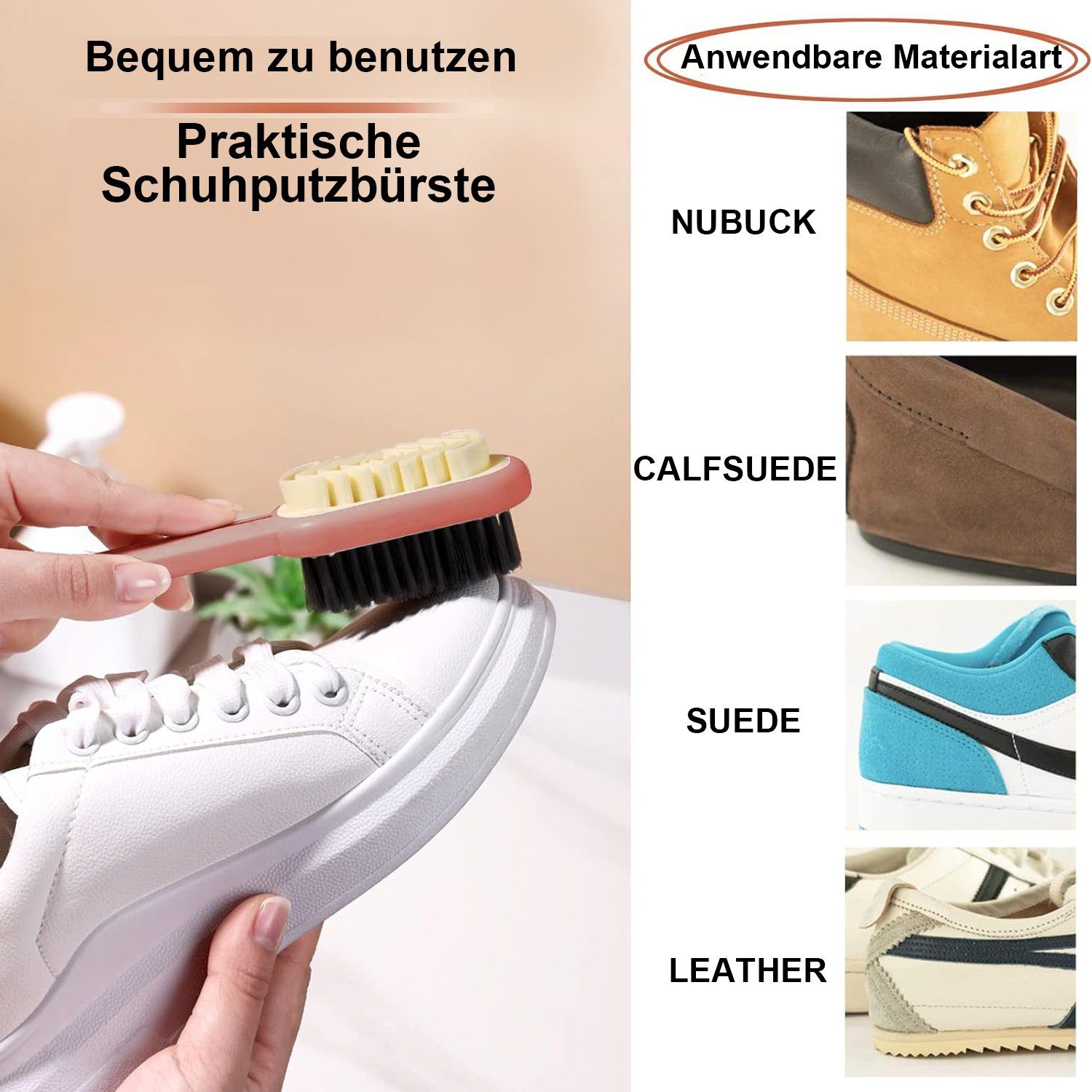 Daisred Schuhputzbürste Wildleder-Schuhbürste Stück, Cleaner Brush Weich Schwarz 2 Schuhe
